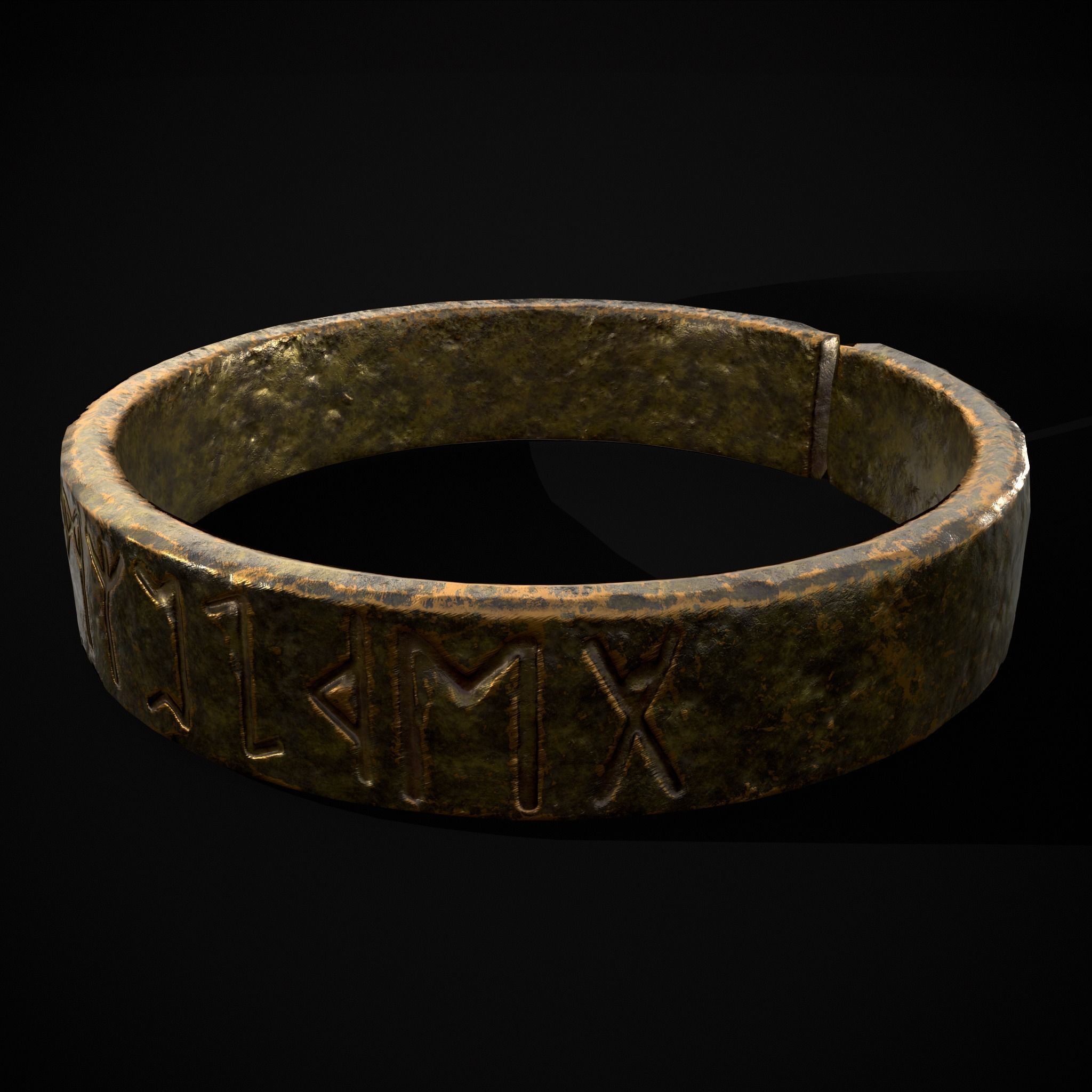 Gold Viking Rune Ring Low-poly 3D model_23