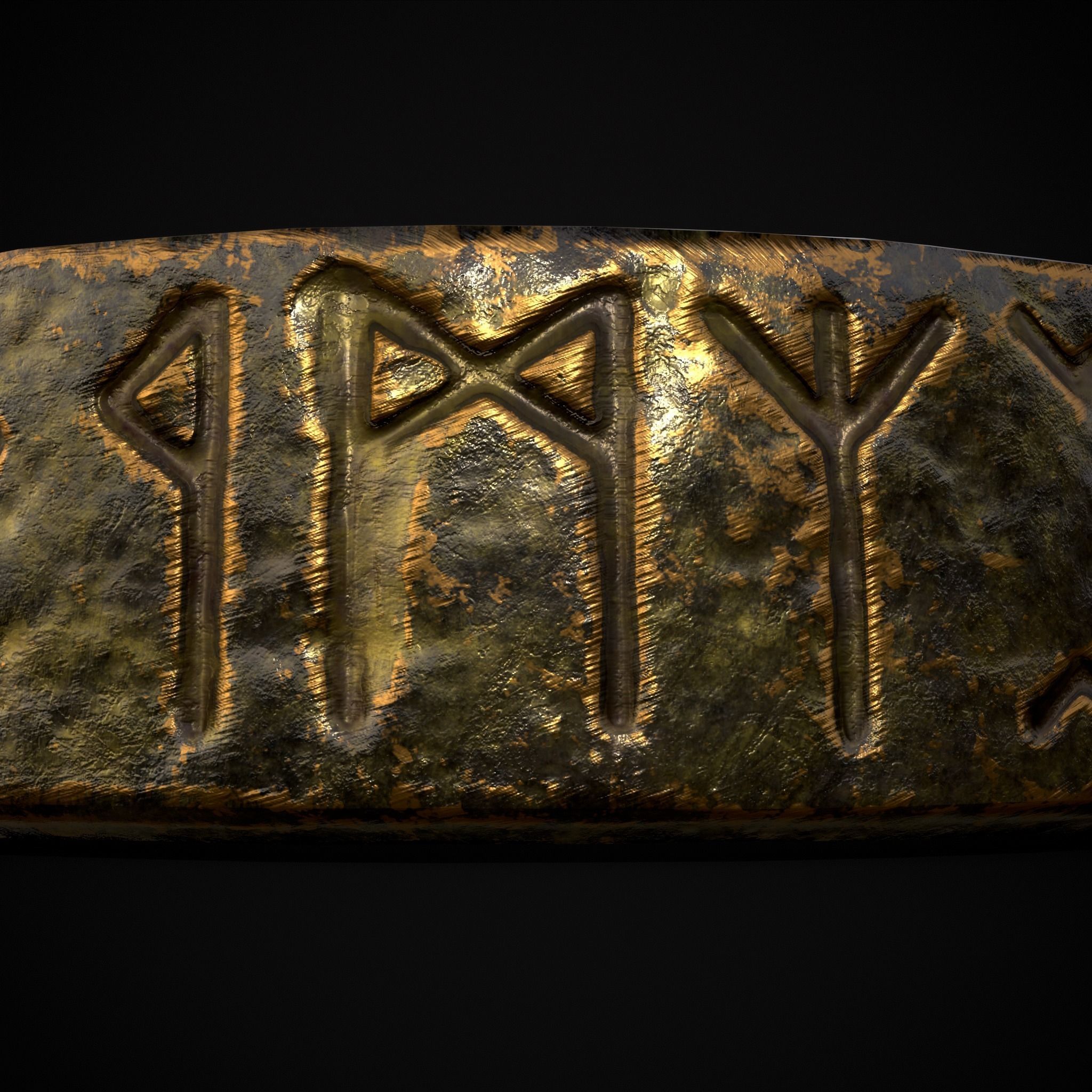 Gold Viking Rune Ring Low-poly 3D model_13