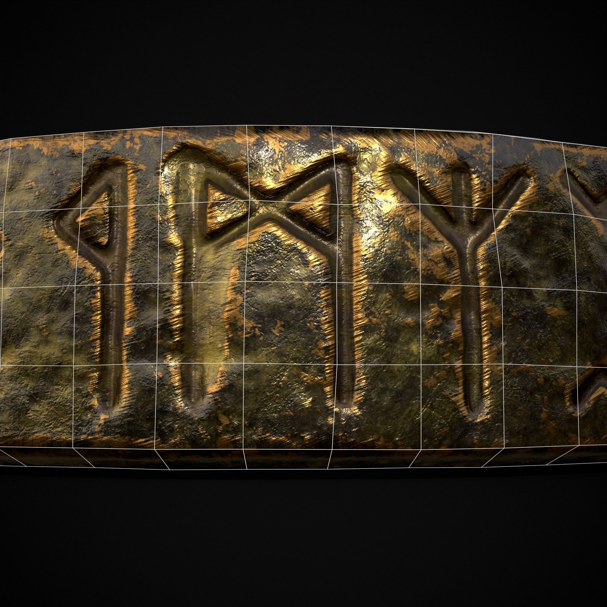 Gold Viking Rune Ring Low-poly 3D model_14