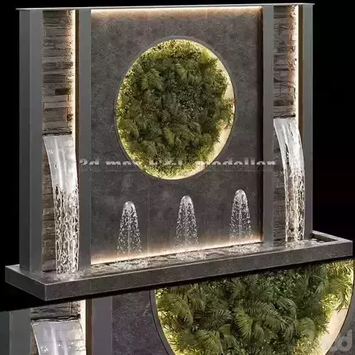 Landscape Waterfall fountains cascade Low-poly 3D model