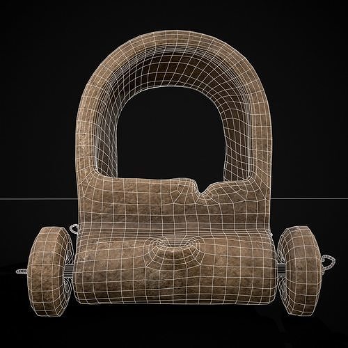 Clay Toy Wagon  Low-poly 3D model 6