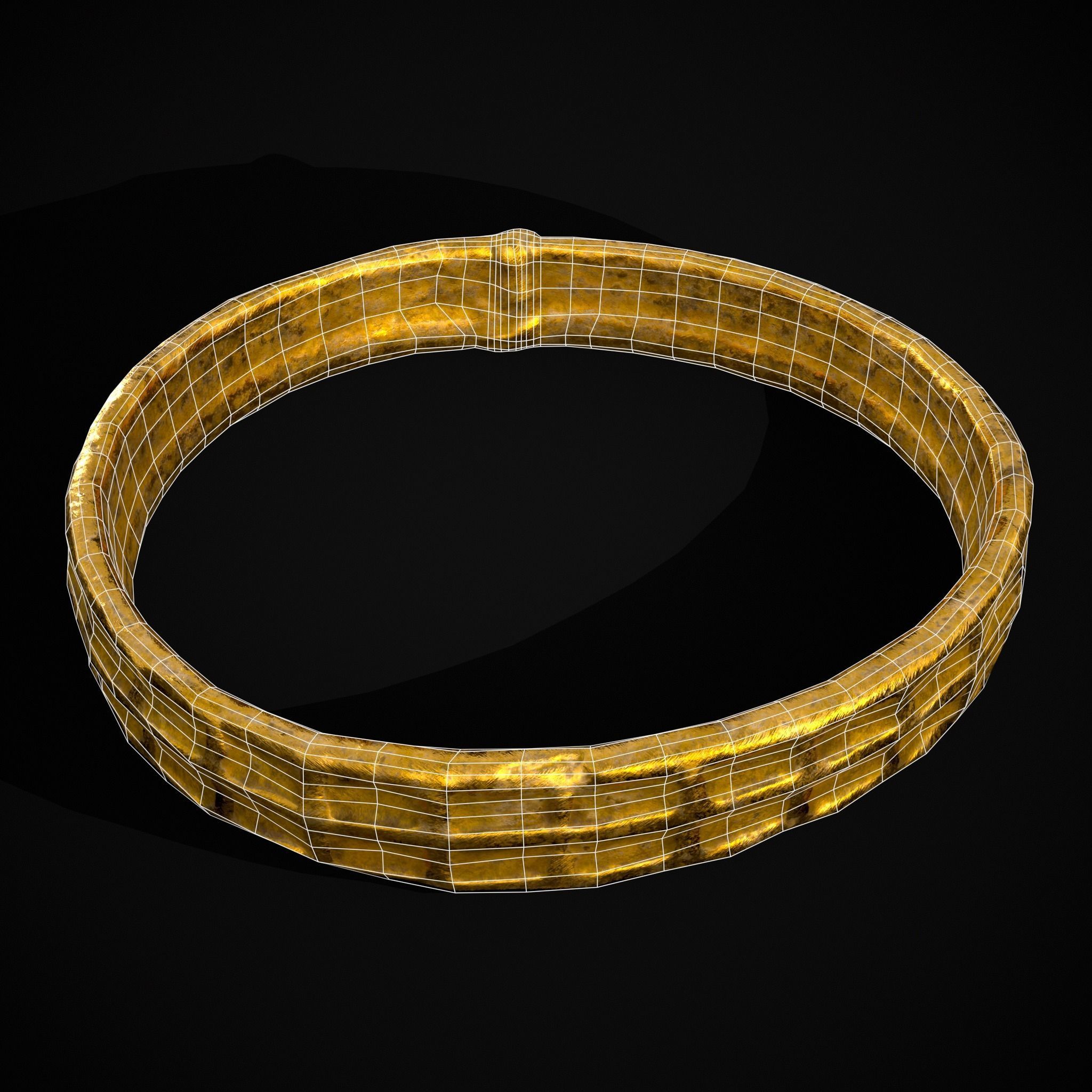 Square Pattern Medieval Ring Low-poly 3D model_12