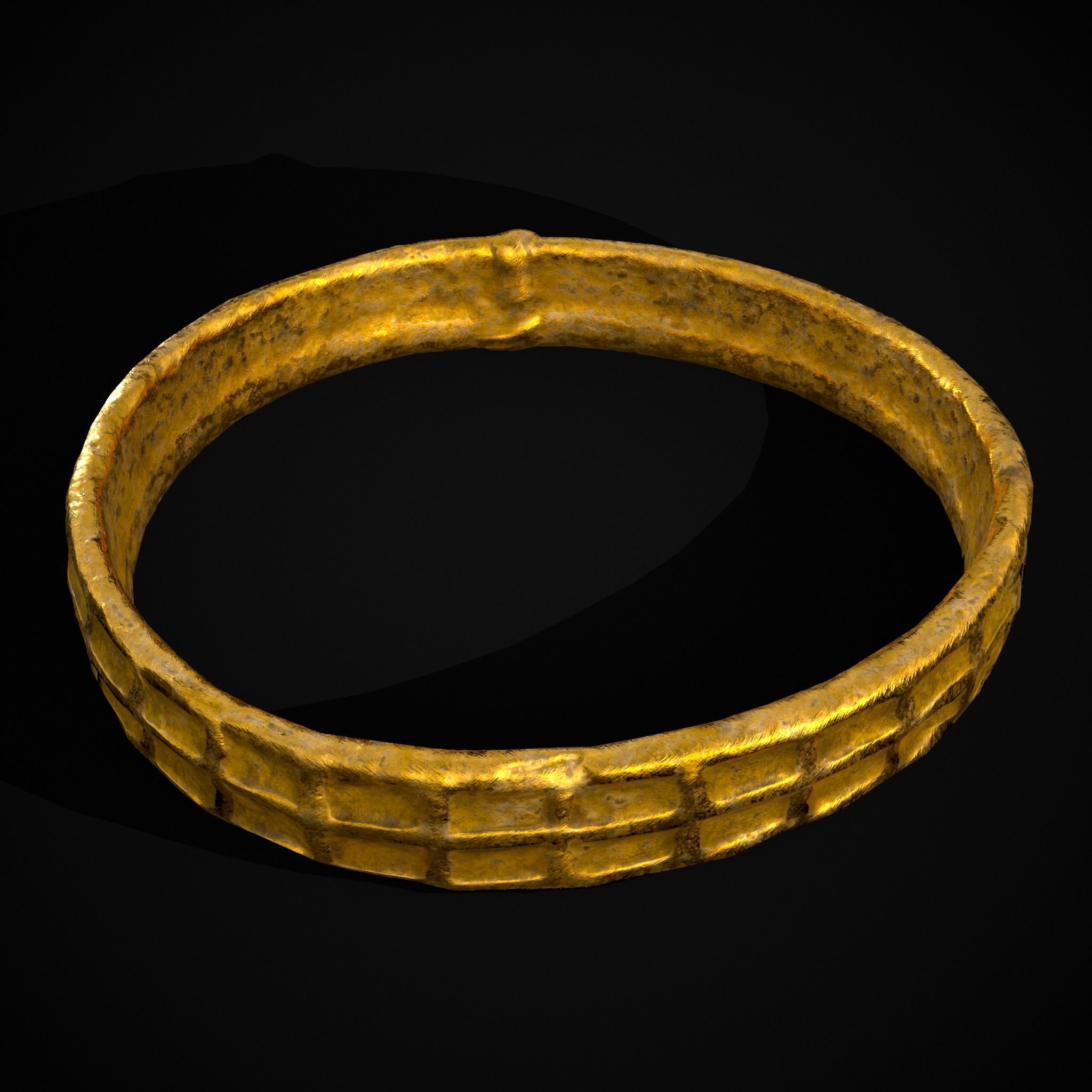 Square Pattern Medieval Ring Low-poly 3D model_11