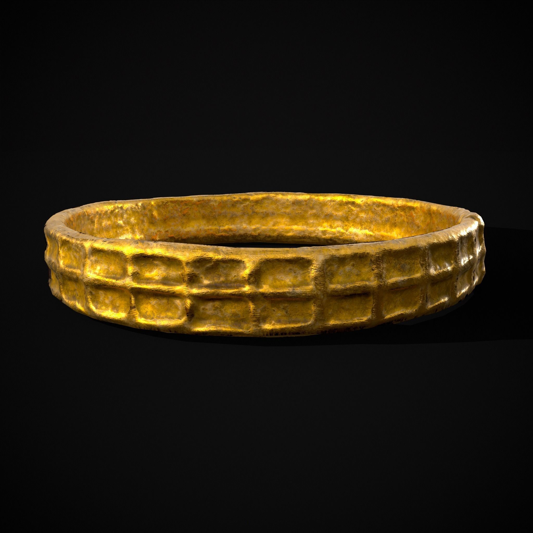 Square Pattern Medieval Ring Low-poly 3D model_5
