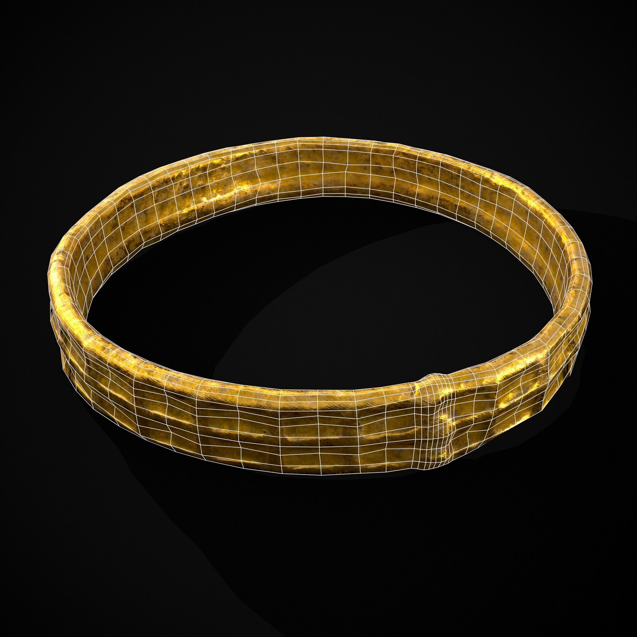 Square Pattern Medieval Ring Low-poly 3D model_24