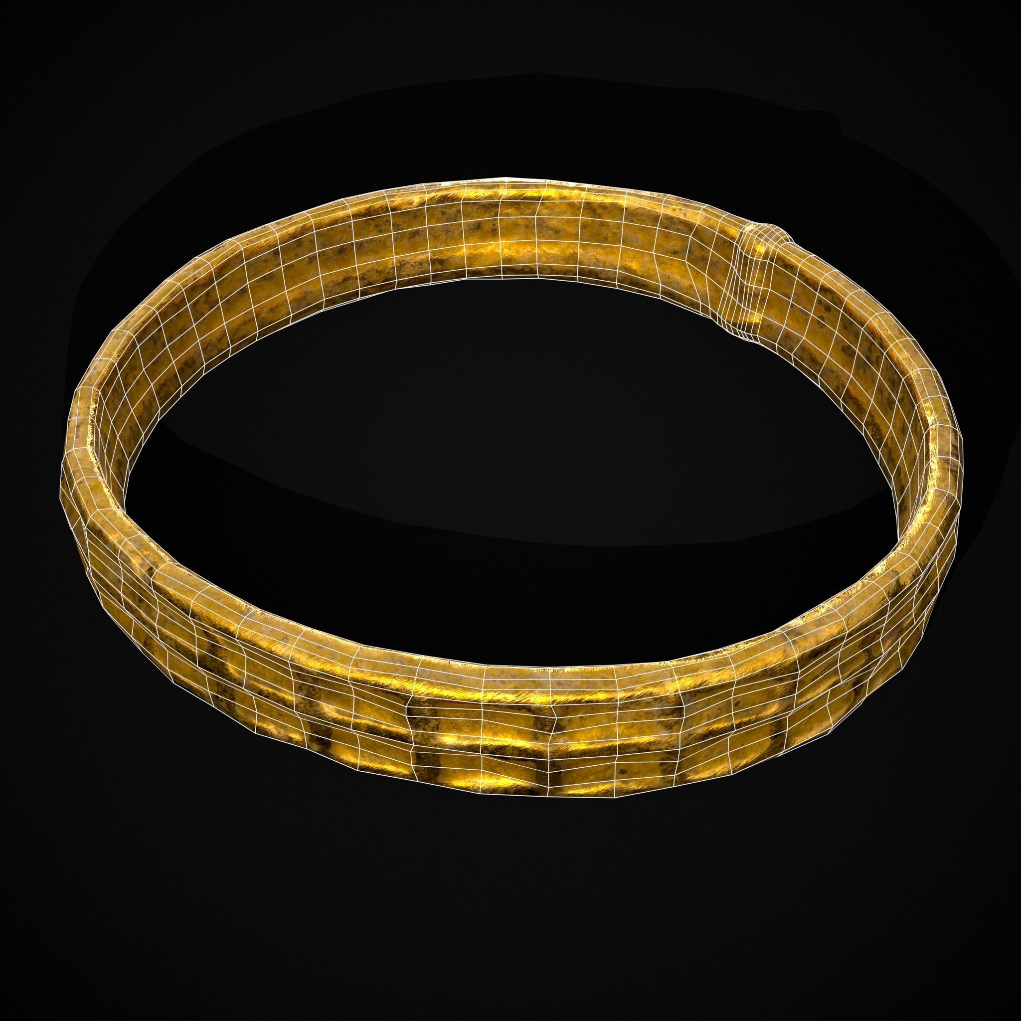 Square Pattern Medieval Ring Low-poly 3D model_20