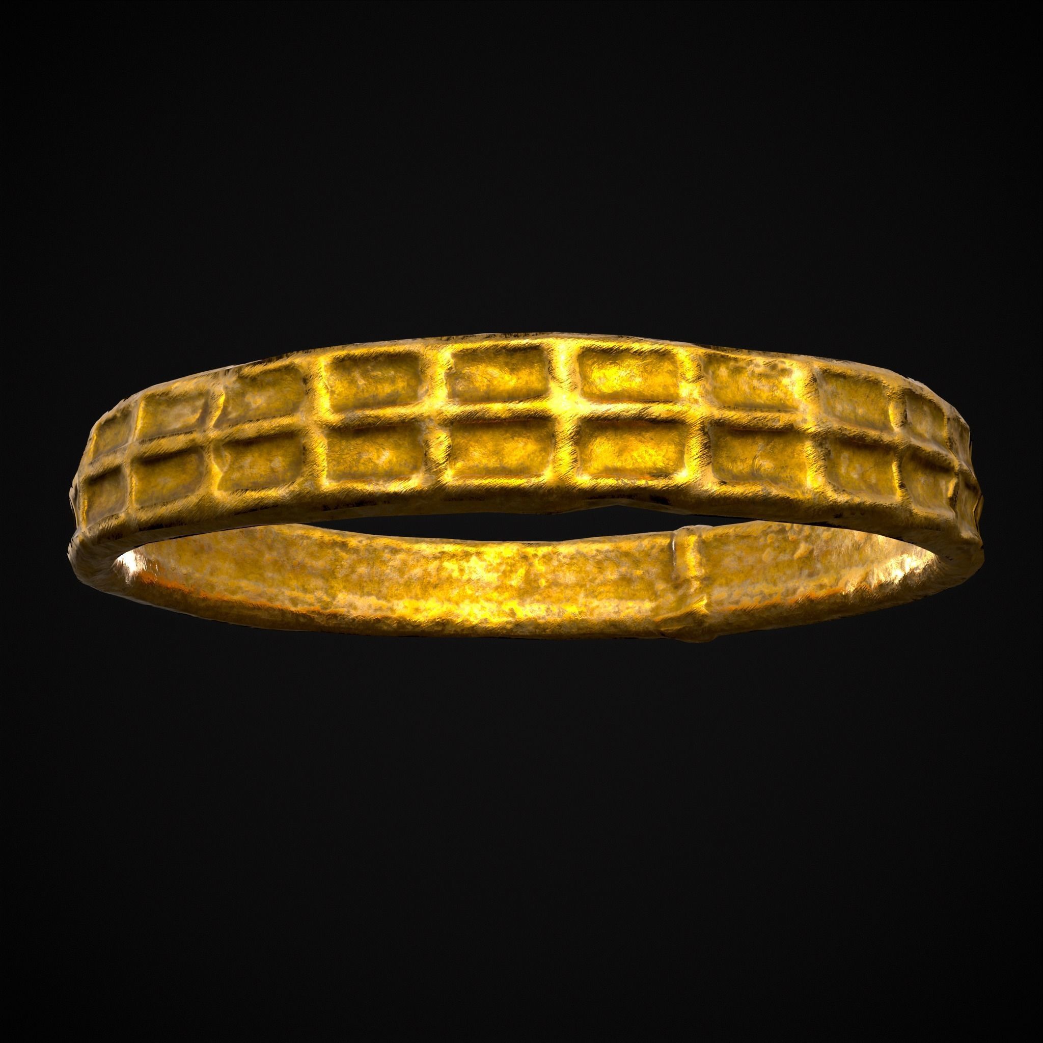 Square Pattern Medieval Ring Low-poly 3D model_3