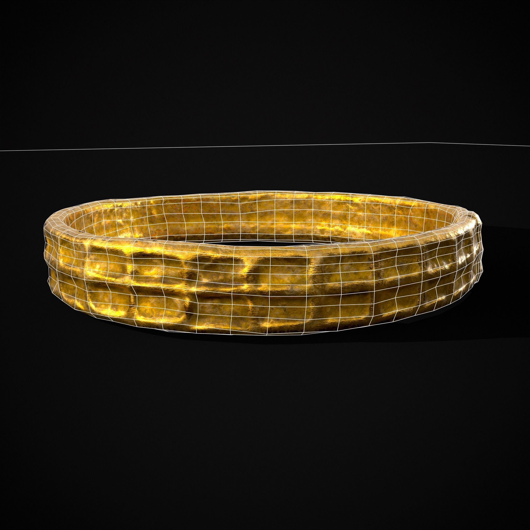 Square Pattern Medieval Ring Low-poly 3D model_6