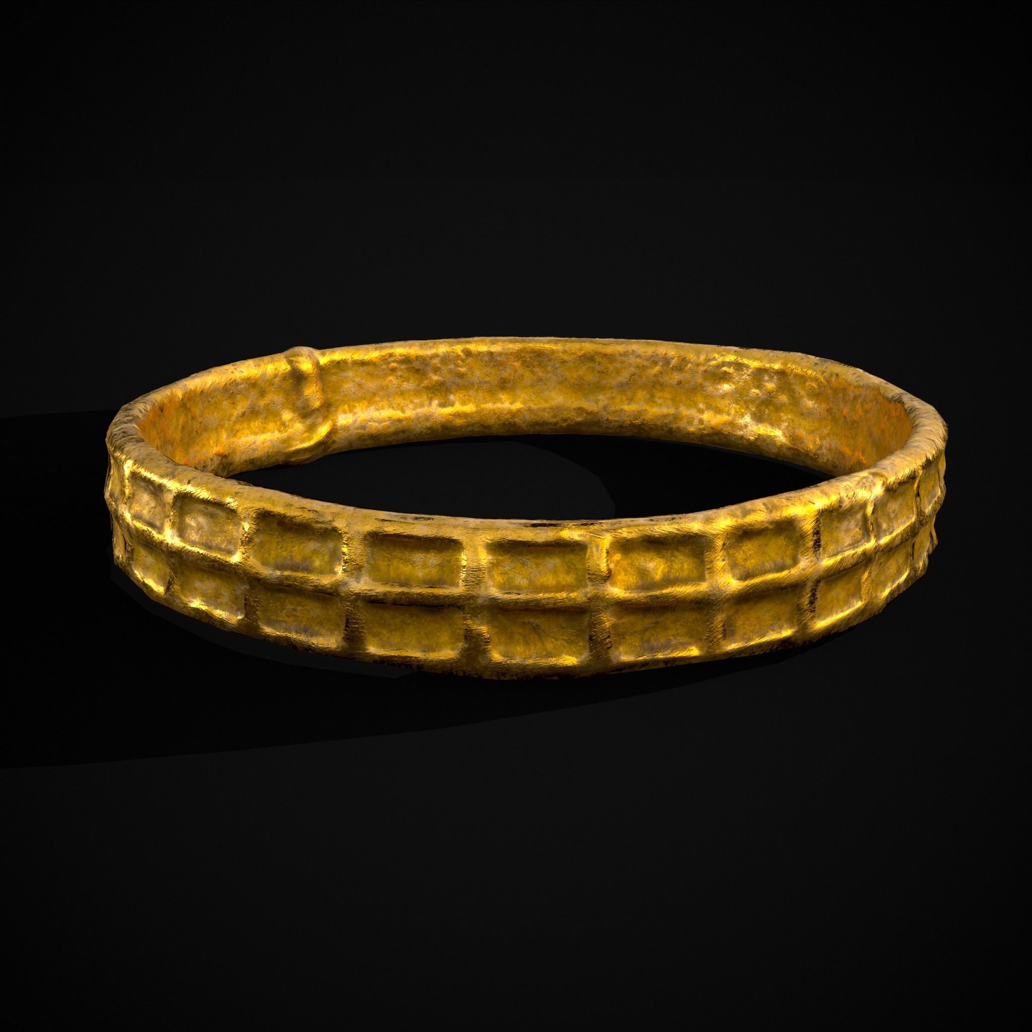 Square Pattern Medieval Ring Low-poly 3D model_25