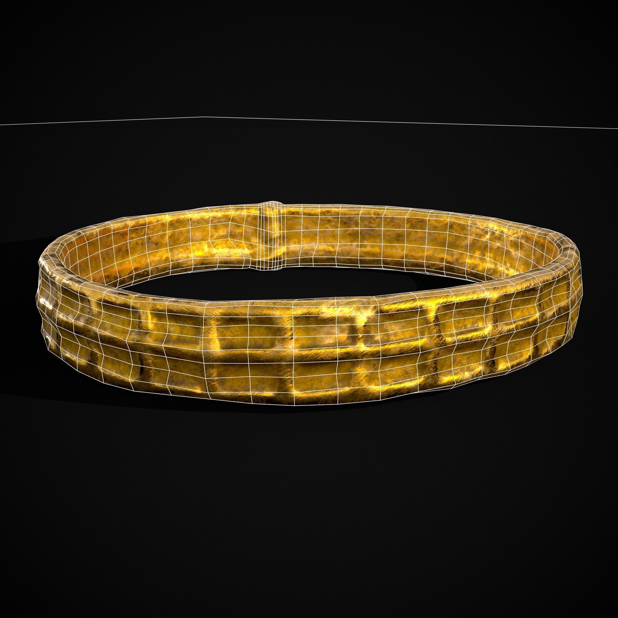 Square Pattern Medieval Ring Low-poly 3D model_2
