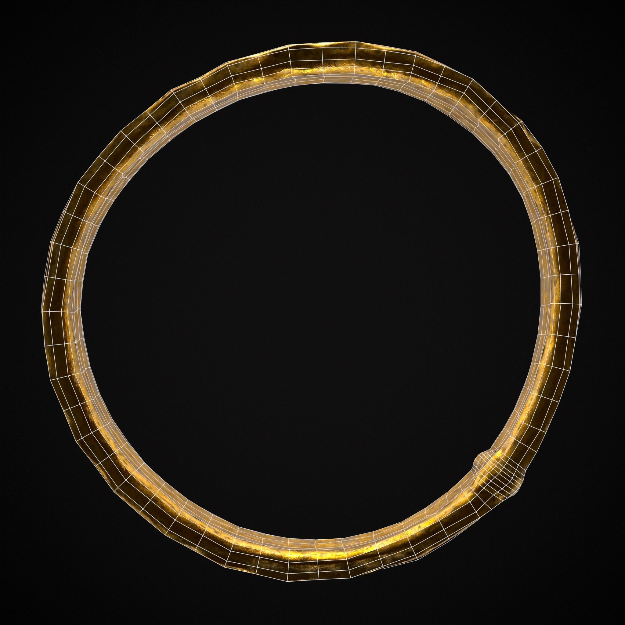 Square Pattern Medieval Ring Low-poly 3D model_14