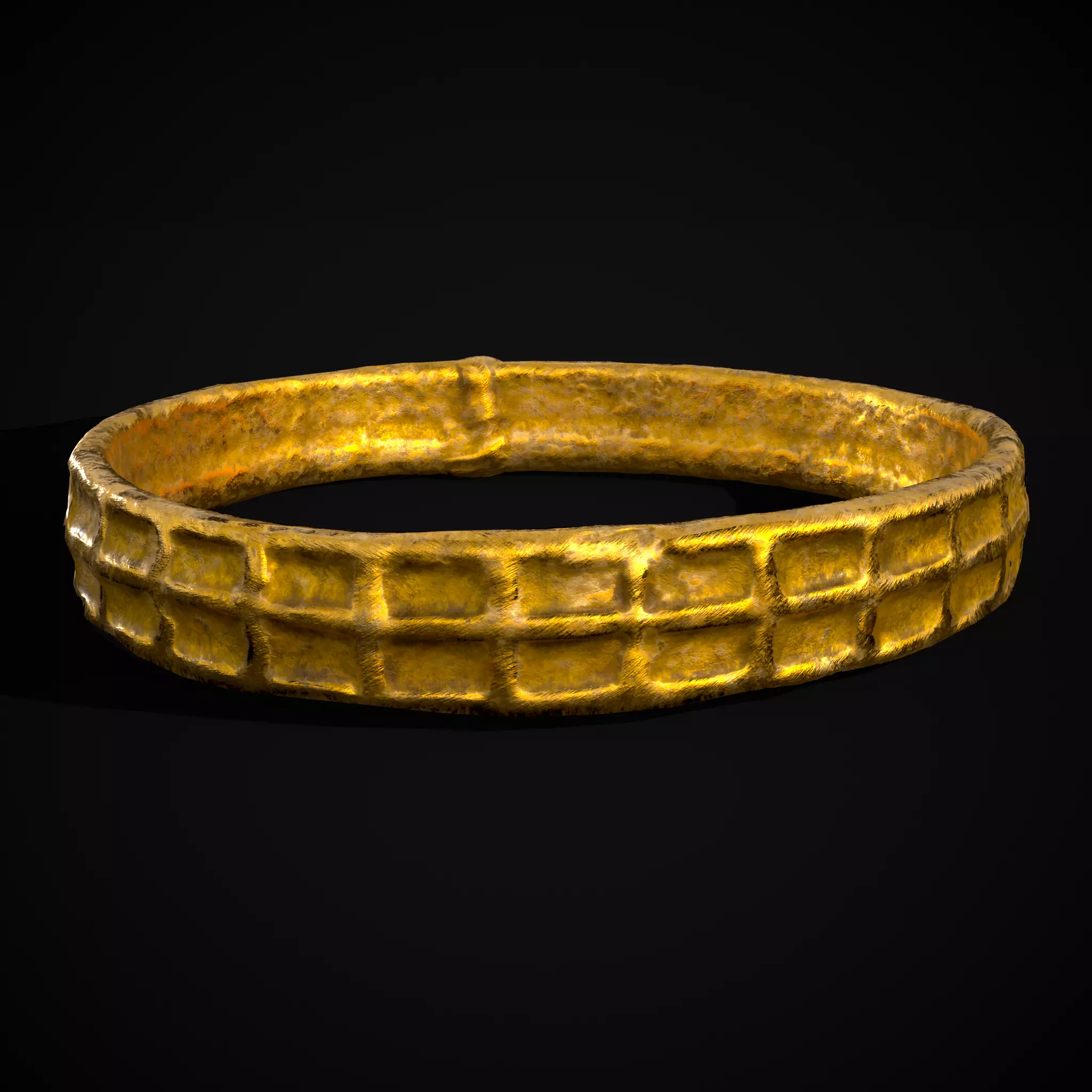 Square Pattern Medieval Ring Low-poly 3D model_0