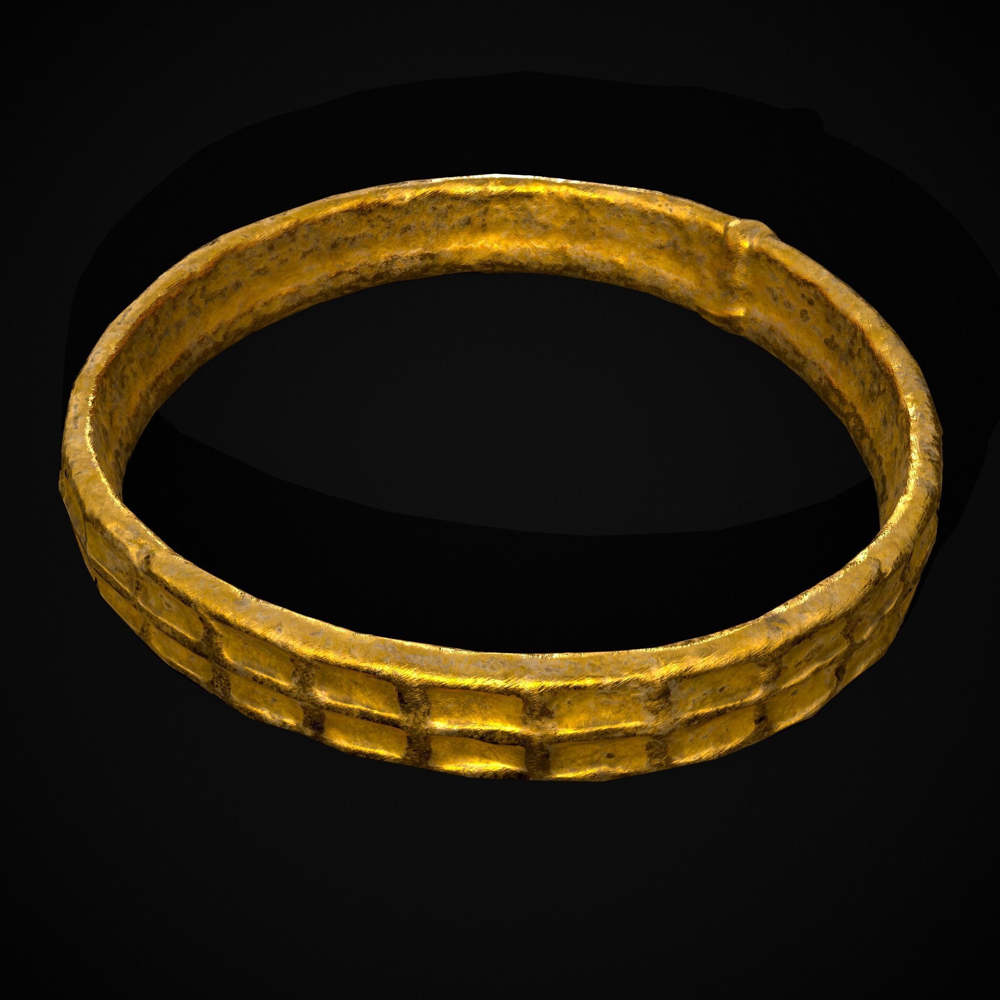 Square Pattern Medieval Ring Low-poly 3D model_19