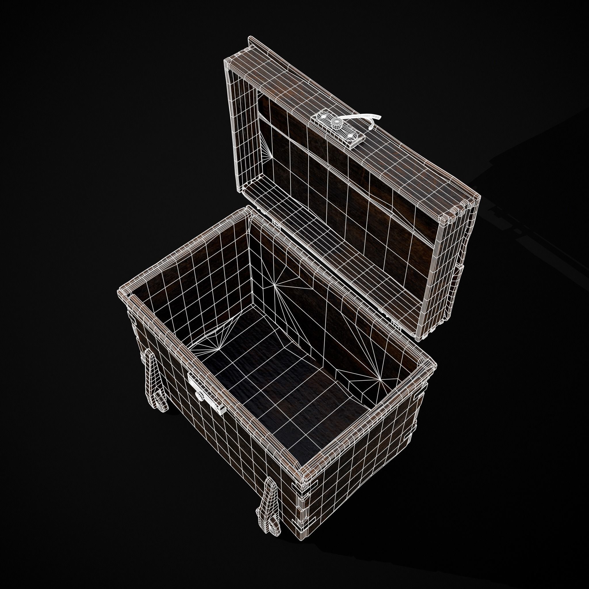 Wooden Rolling Chest Low-poly 3D model_6