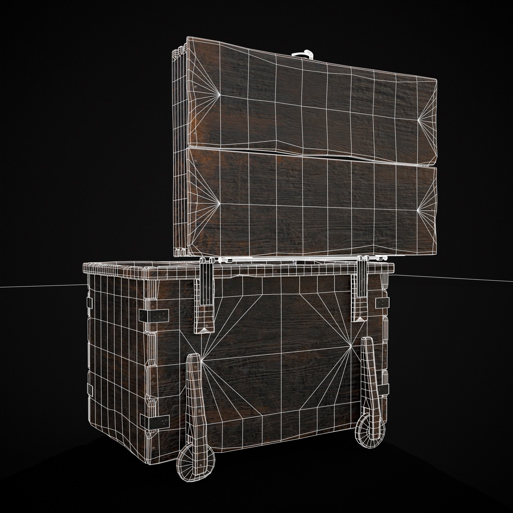Wooden Rolling Chest Low-poly 3D model_28