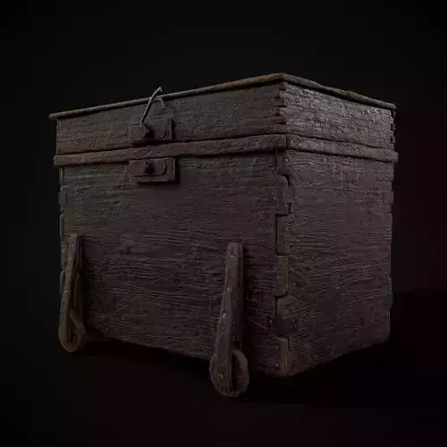 Wooden Rolling Chest Low-poly 3D model