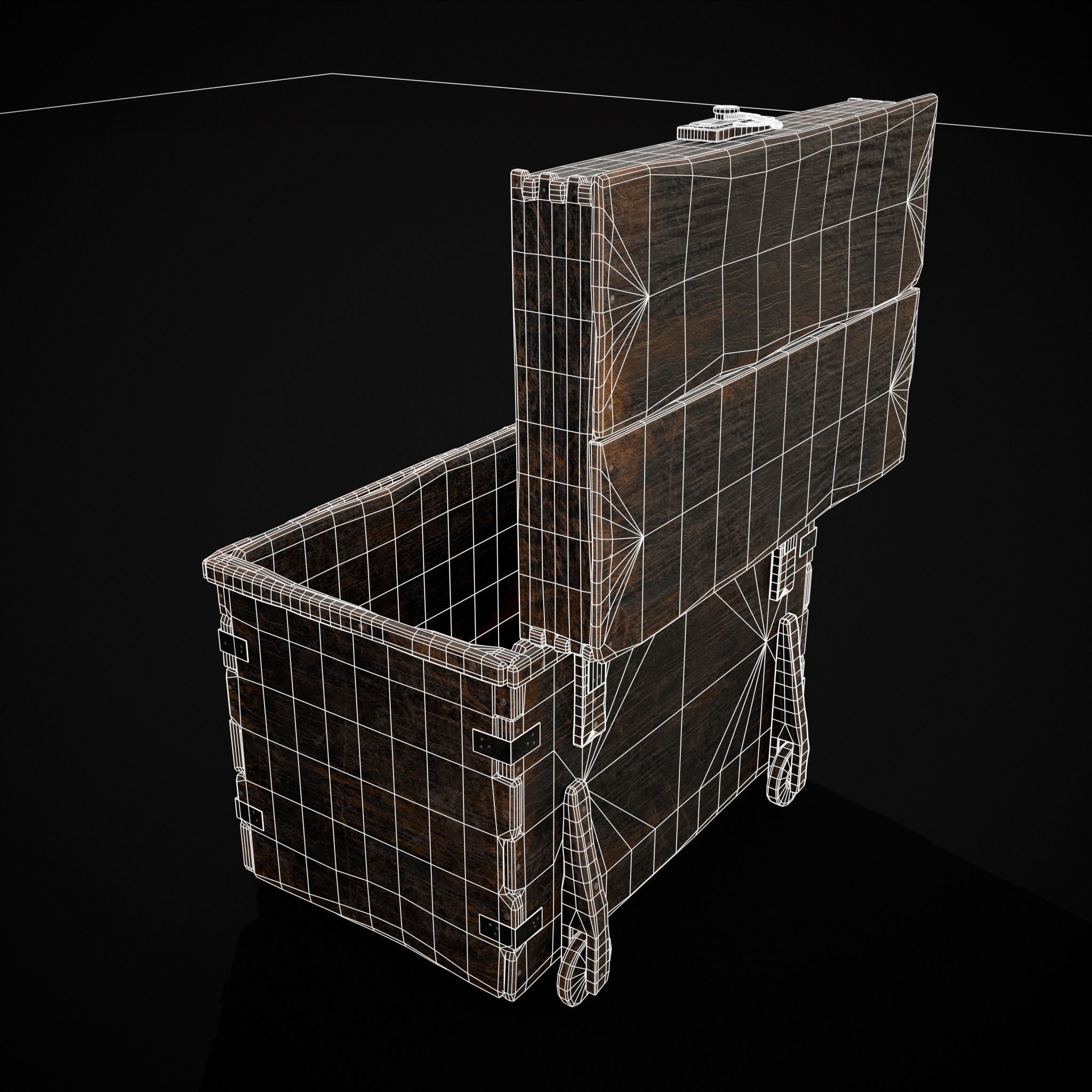 Wooden Rolling Chest Low-poly 3D model_34