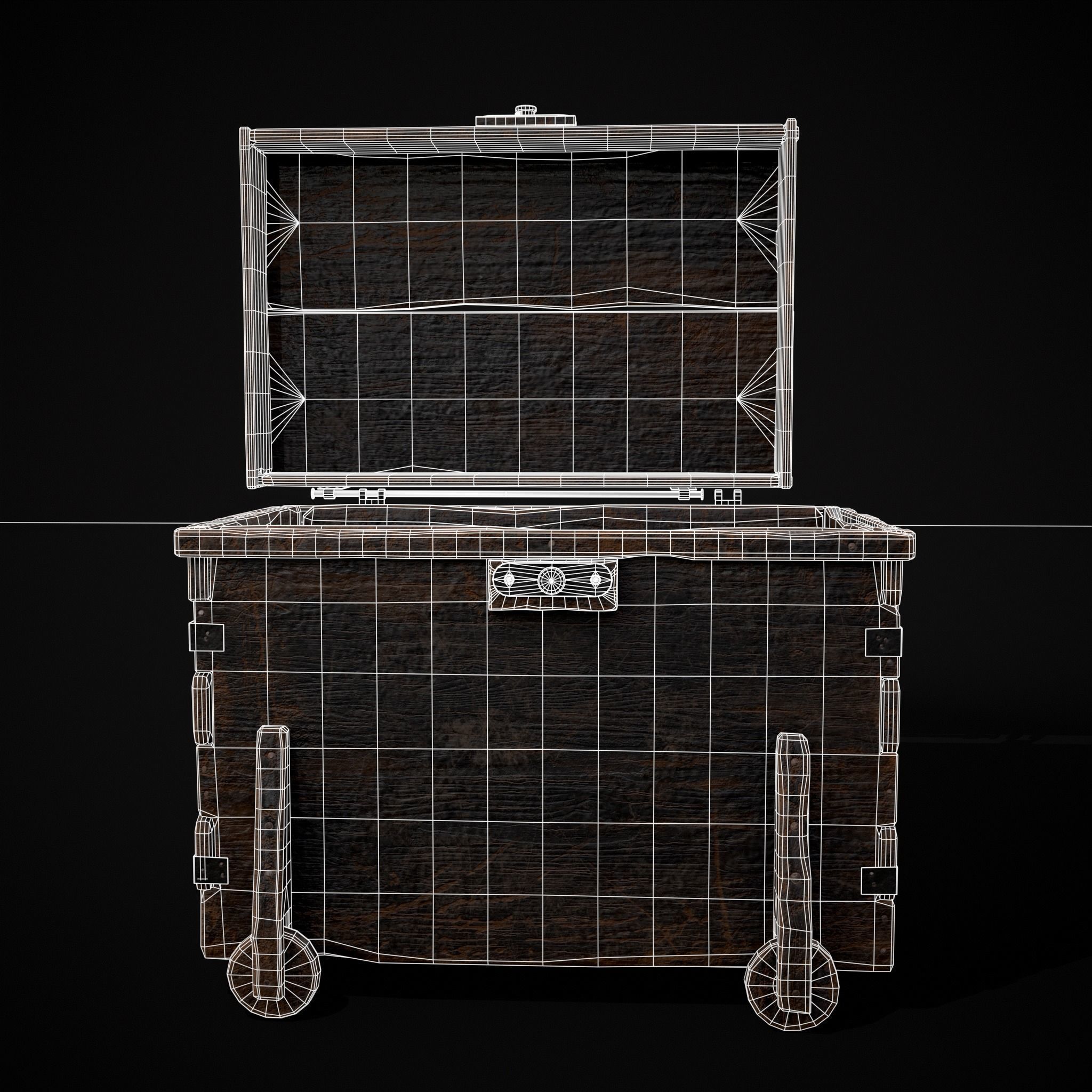 Wooden Rolling Chest Low-poly 3D model_24