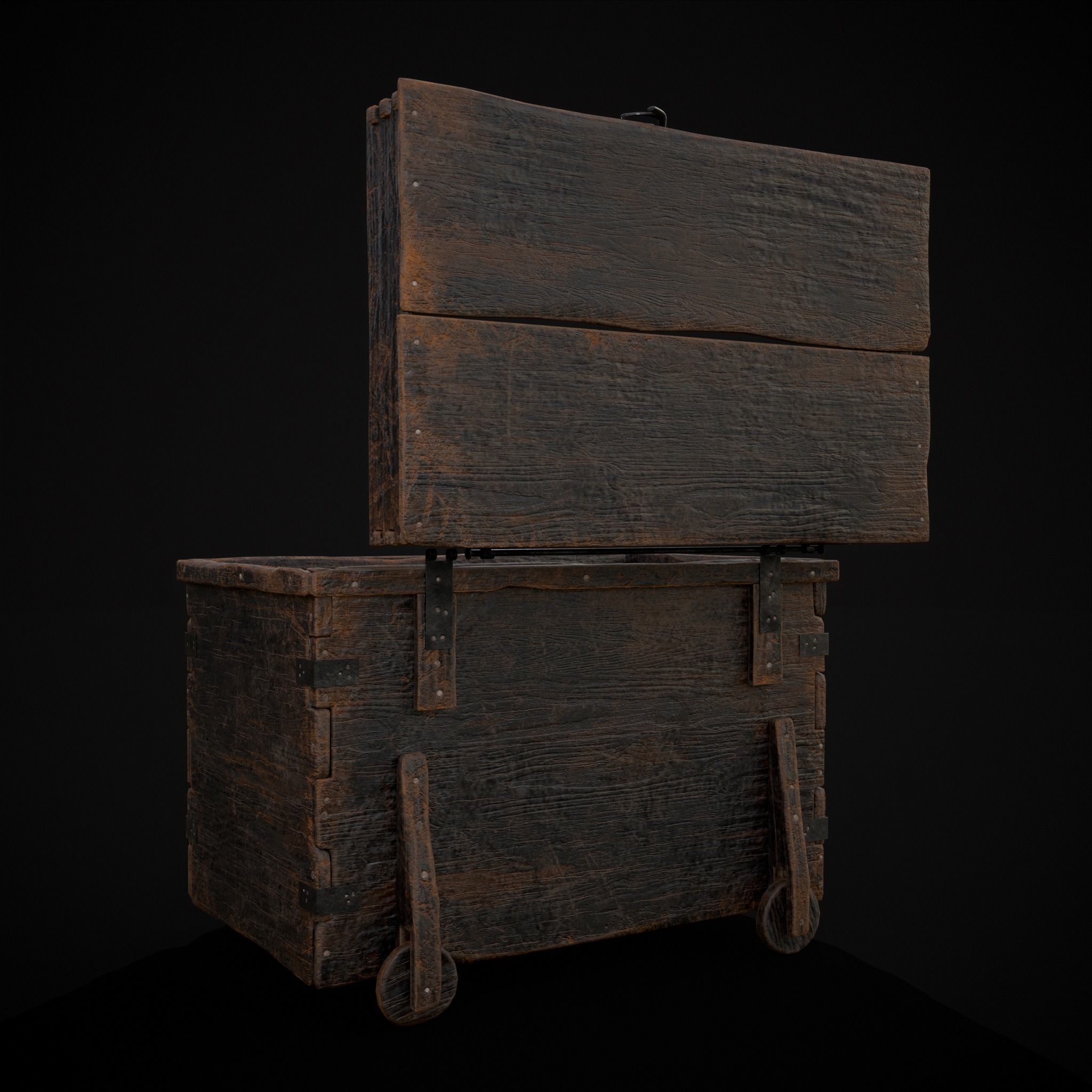 Wooden Rolling Chest Low-poly 3D model_27