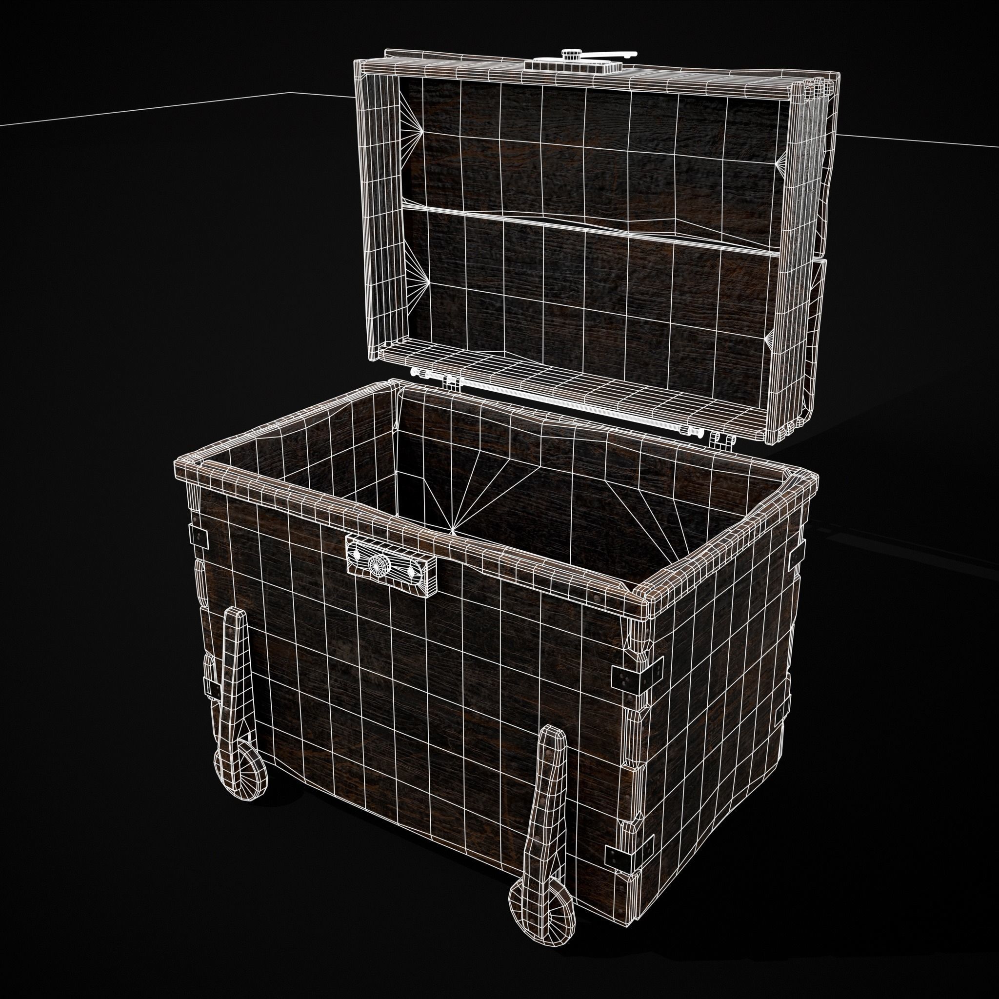 Wooden Rolling Chest Low-poly 3D model_20