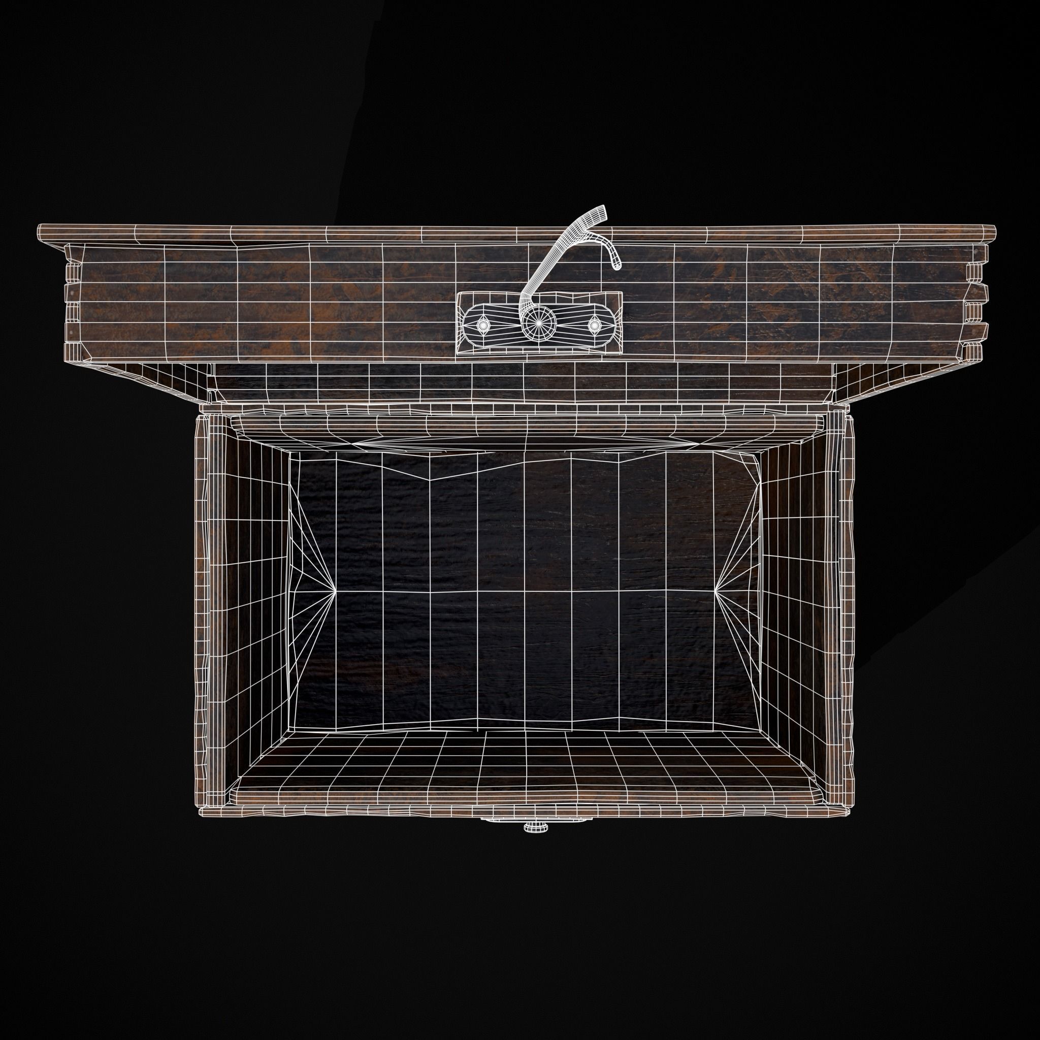 Wooden Rolling Chest Low-poly 3D model_32