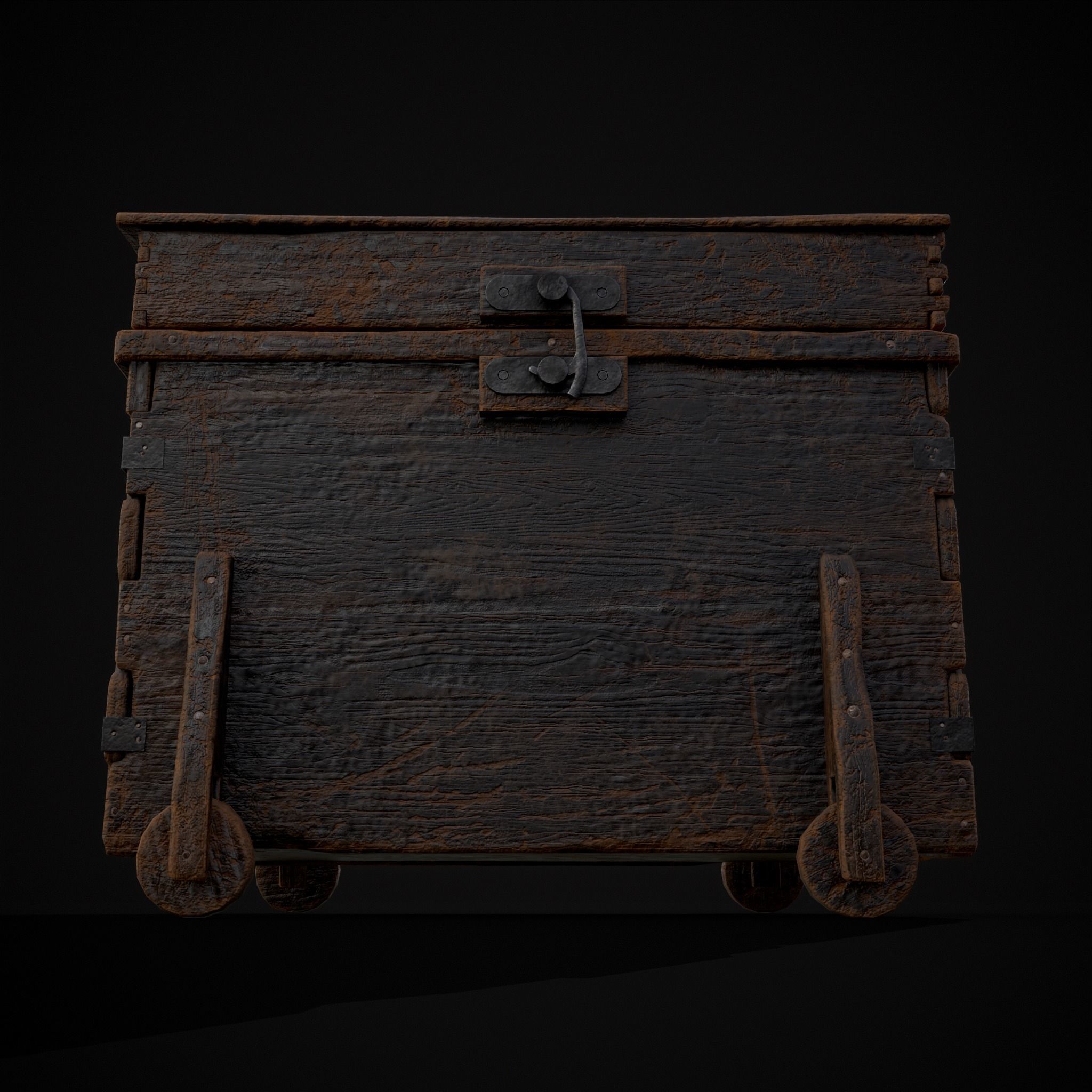 Wooden Rolling Chest Low-poly 3D model_15
