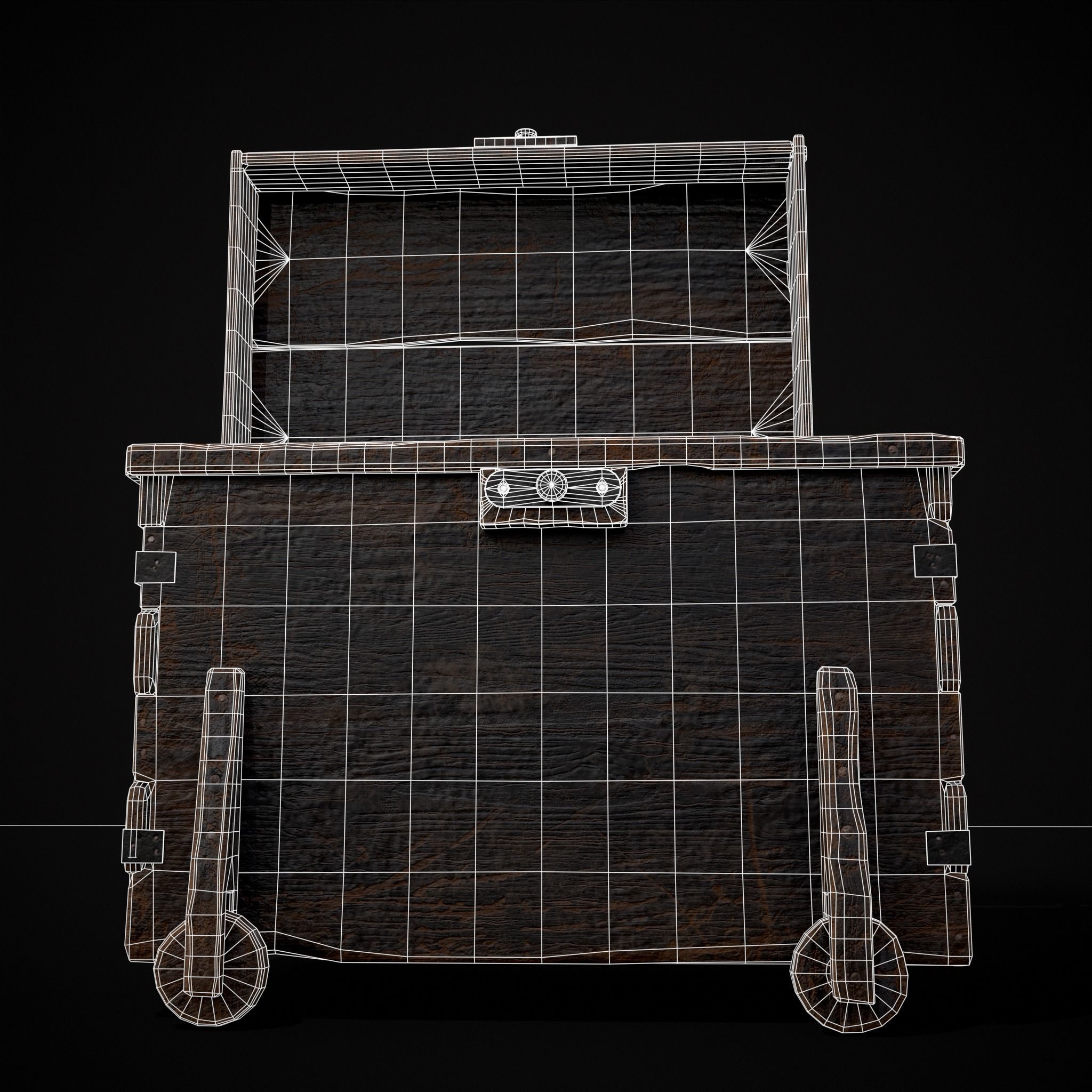 Wooden Rolling Chest Low-poly 3D model_30