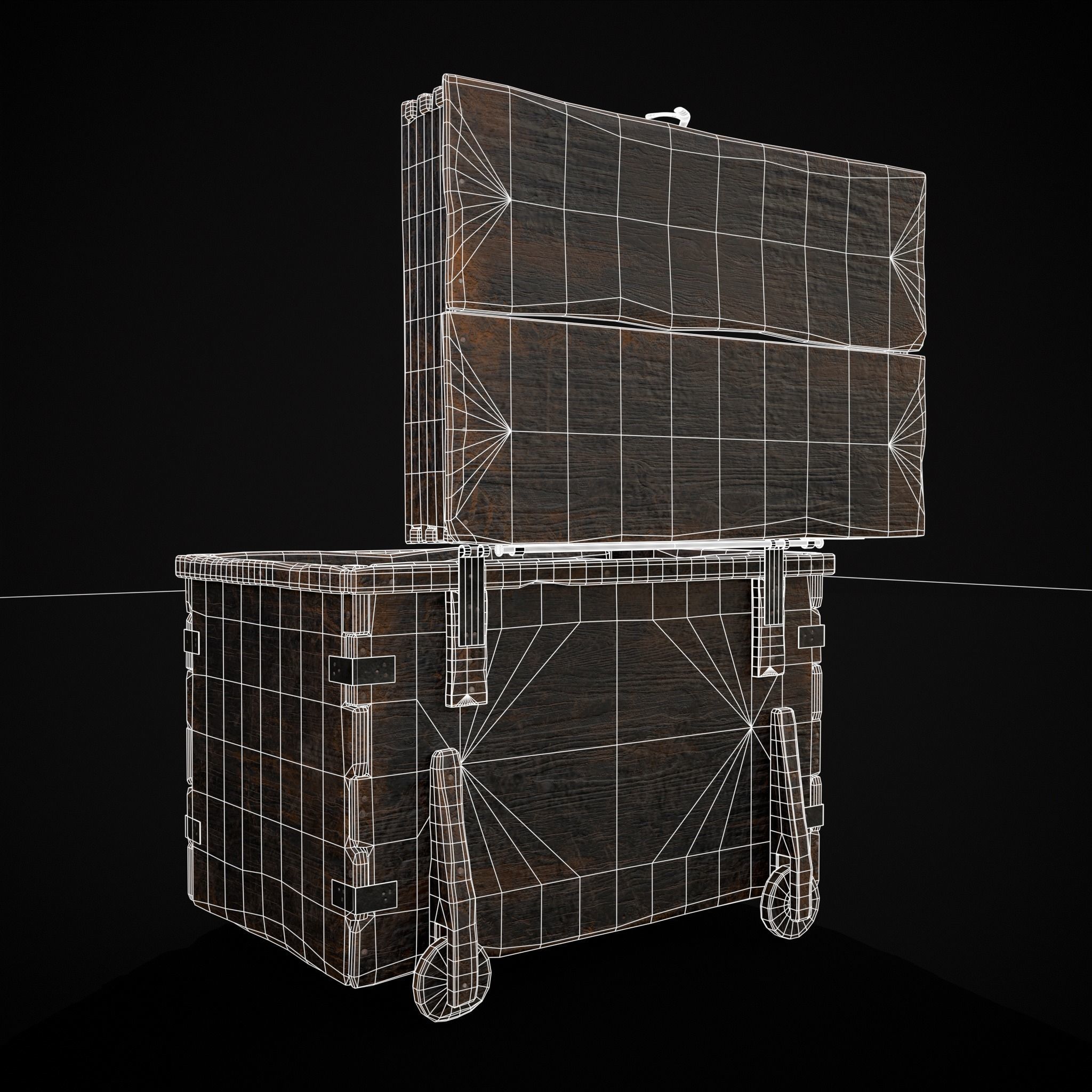 Wooden Rolling Chest Low-poly 3D model_22