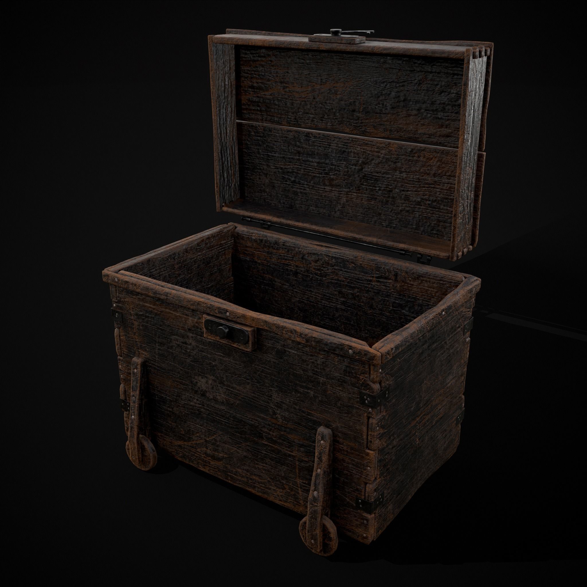 Wooden Rolling Chest Low-poly 3D model_19