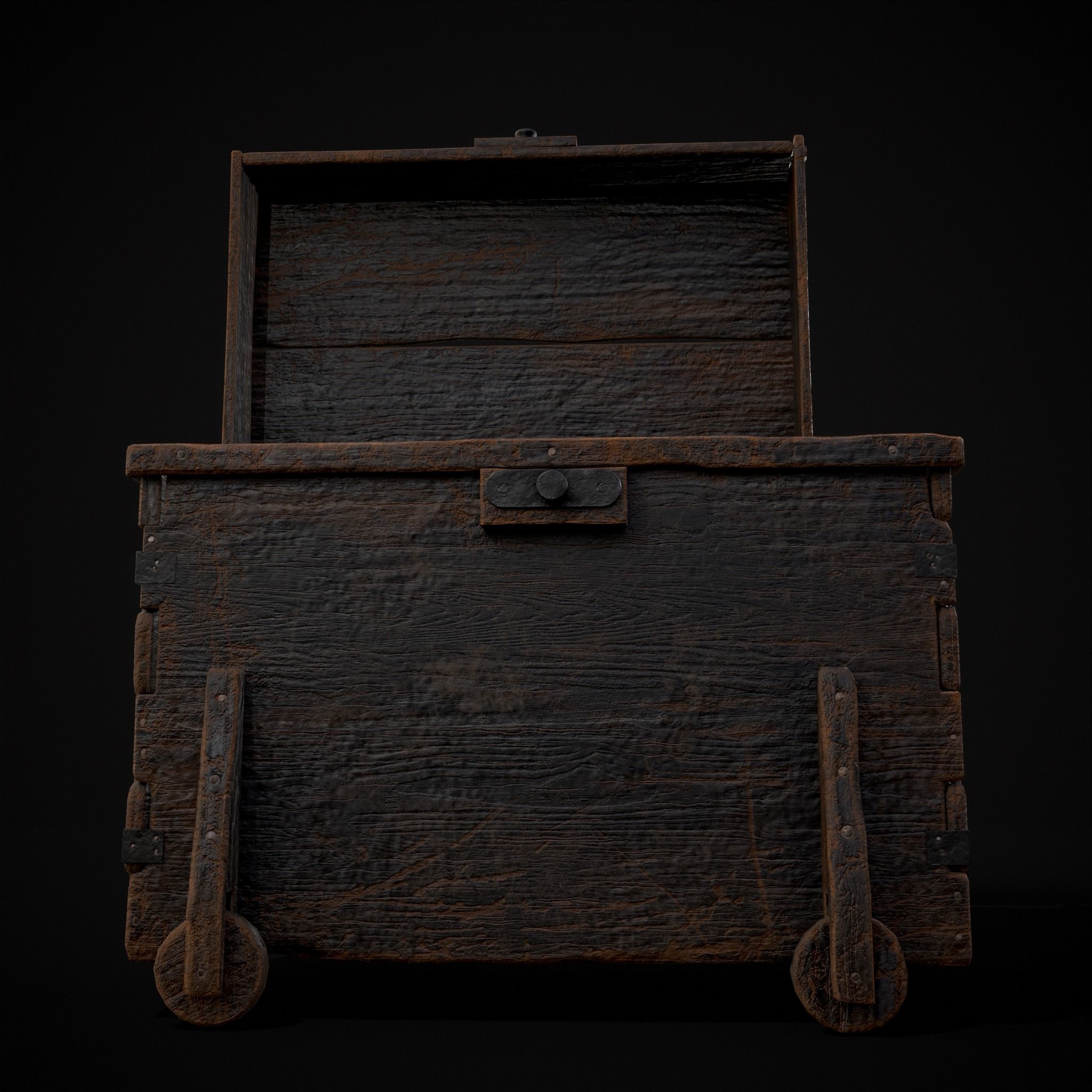 Wooden Rolling Chest Low-poly 3D model_29