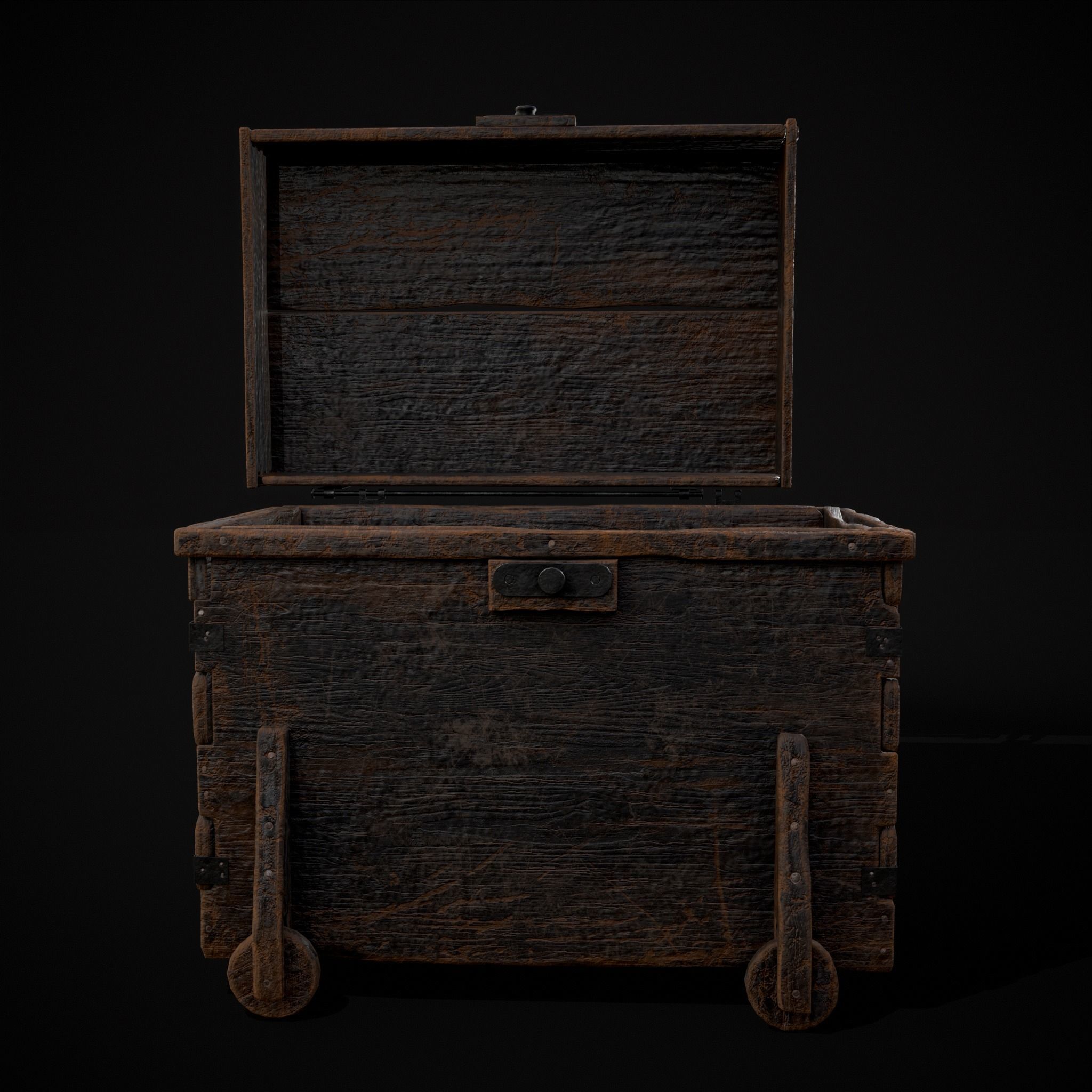Wooden Rolling Chest Low-poly 3D model_23