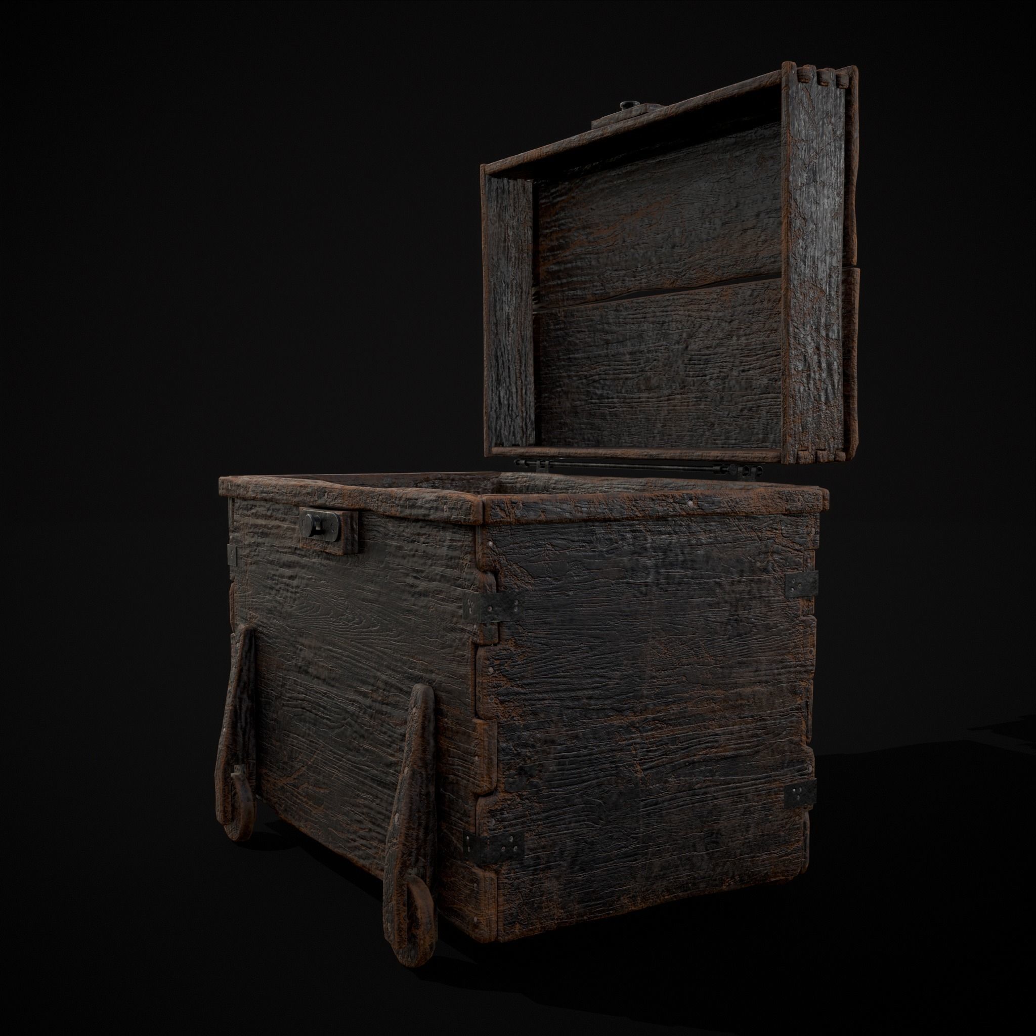 Wooden Rolling Chest Low-poly 3D model_25