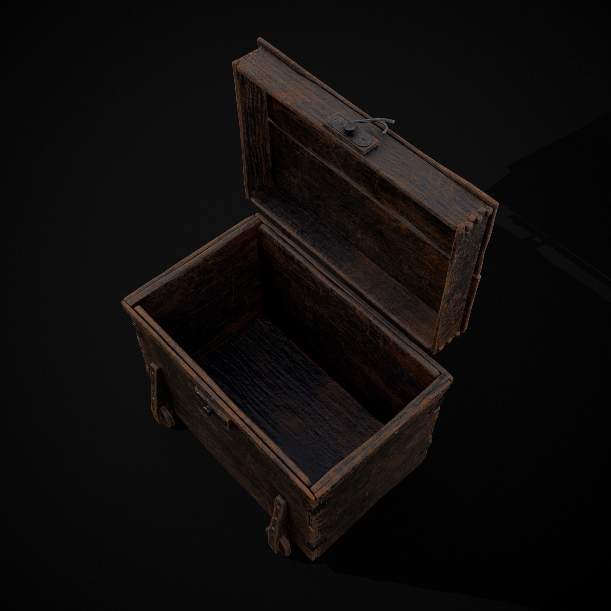 Wooden Rolling Chest Low-poly 3D model_5
