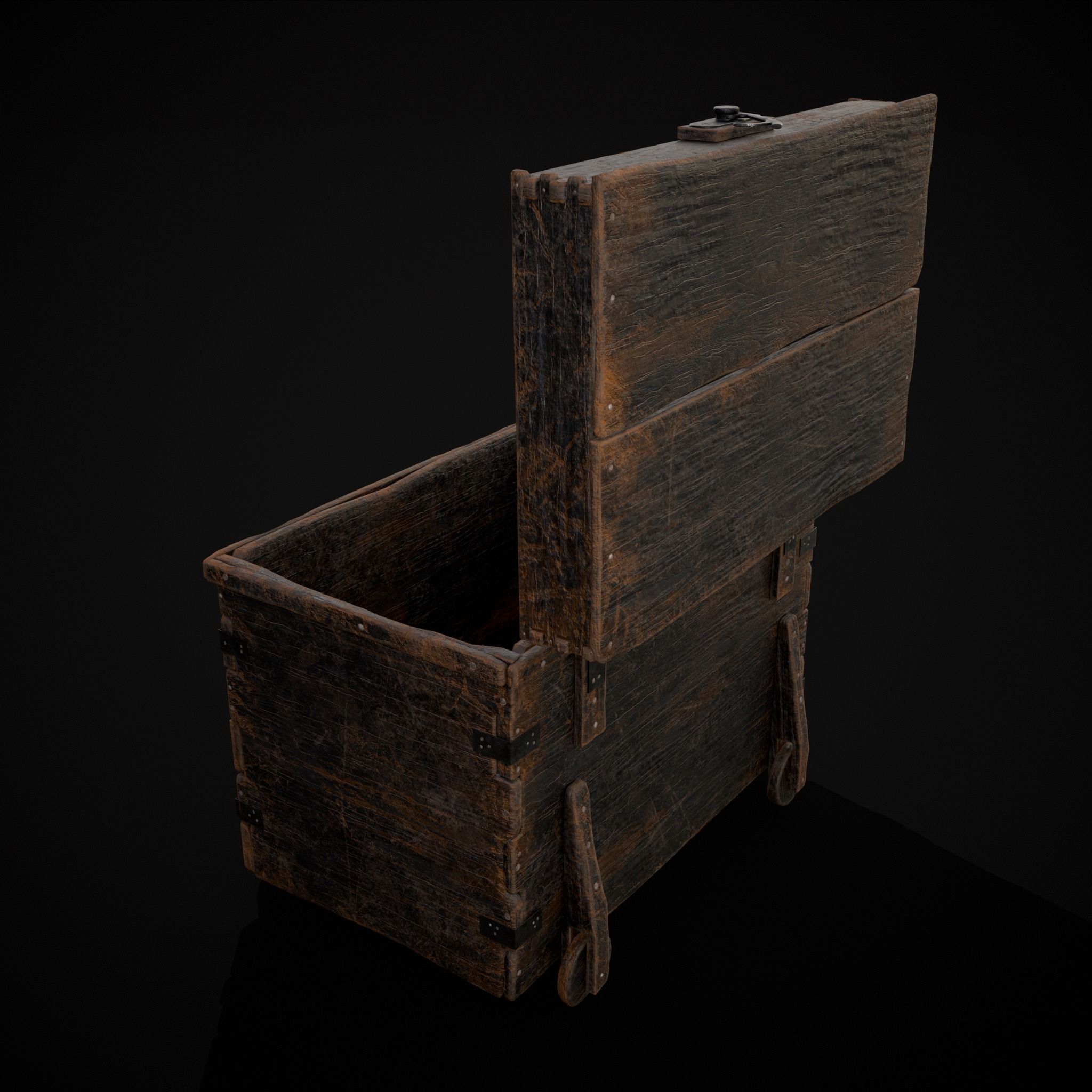 Wooden Rolling Chest Low-poly 3D model_33