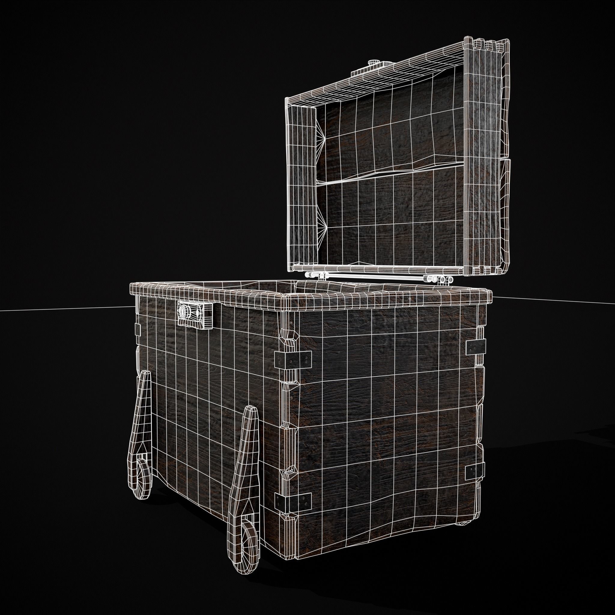Wooden Rolling Chest Low-poly 3D model_26
