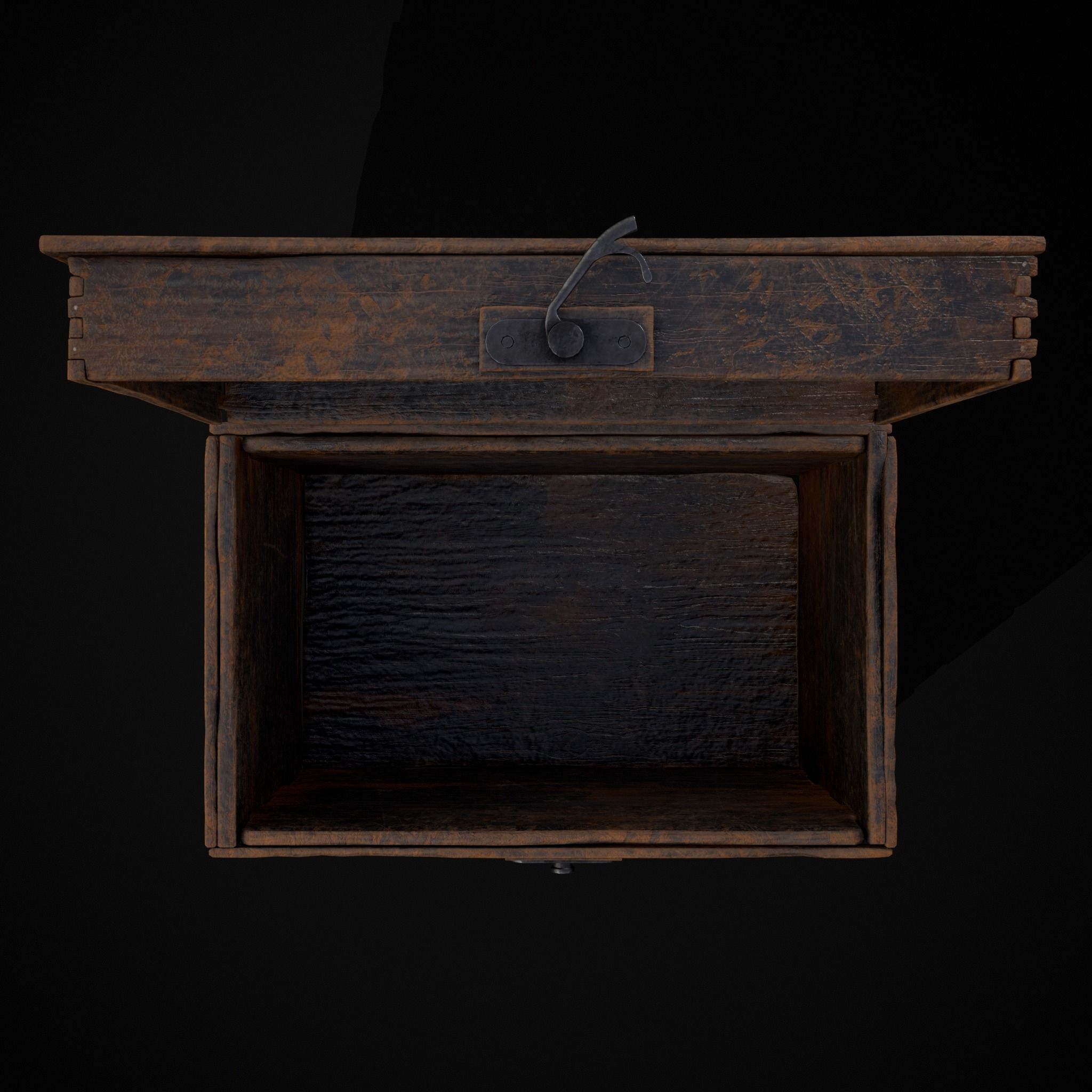 Wooden Rolling Chest Low-poly 3D model_31