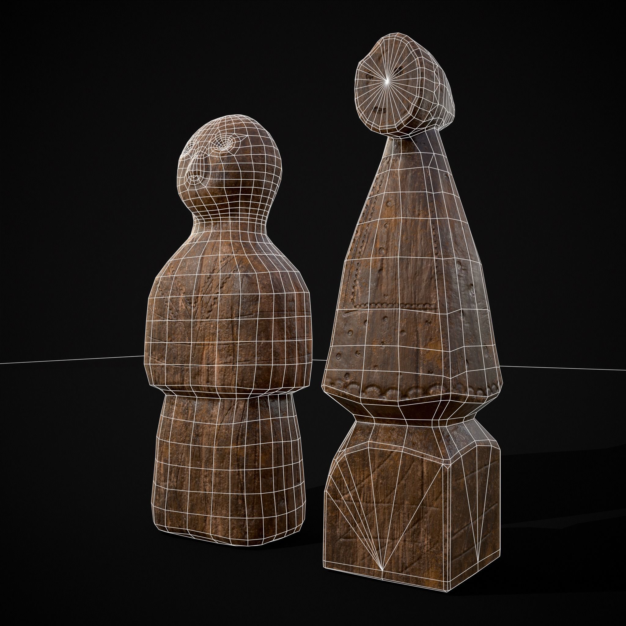 Medieval Wooden Dolls Low-poly 3D model_36
