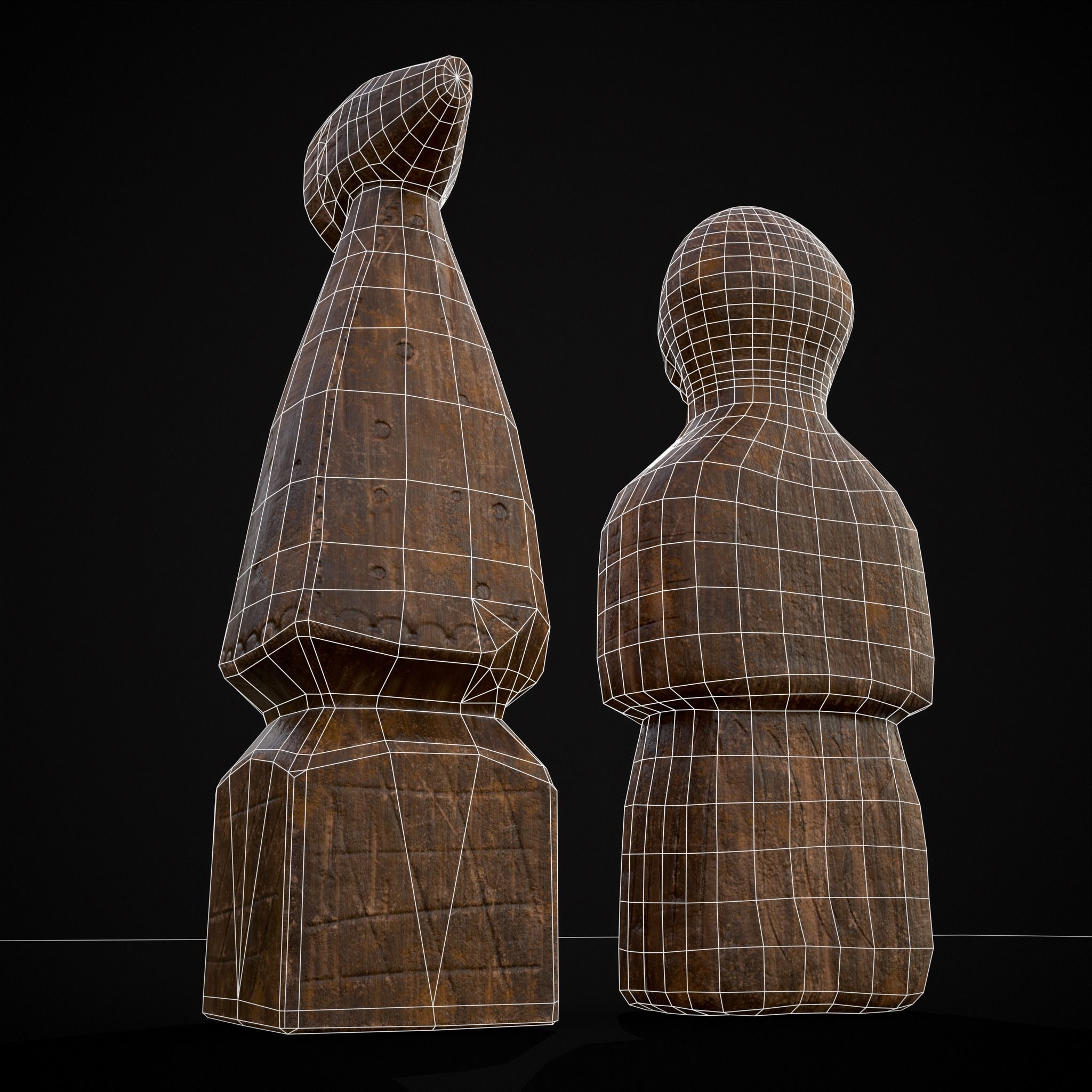Medieval Wooden Dolls Low-poly 3D model_32