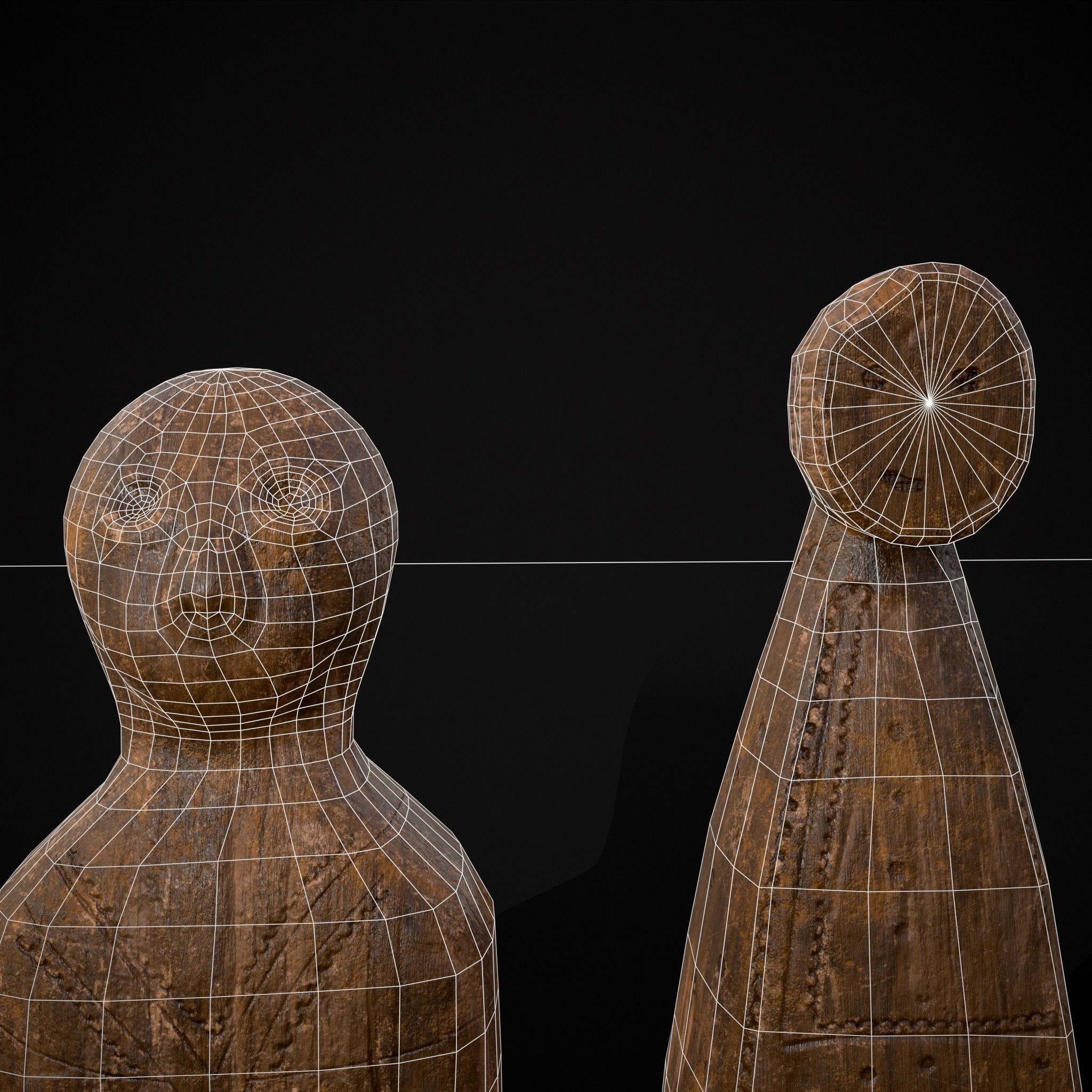 Medieval Wooden Dolls Low-poly 3D model_26