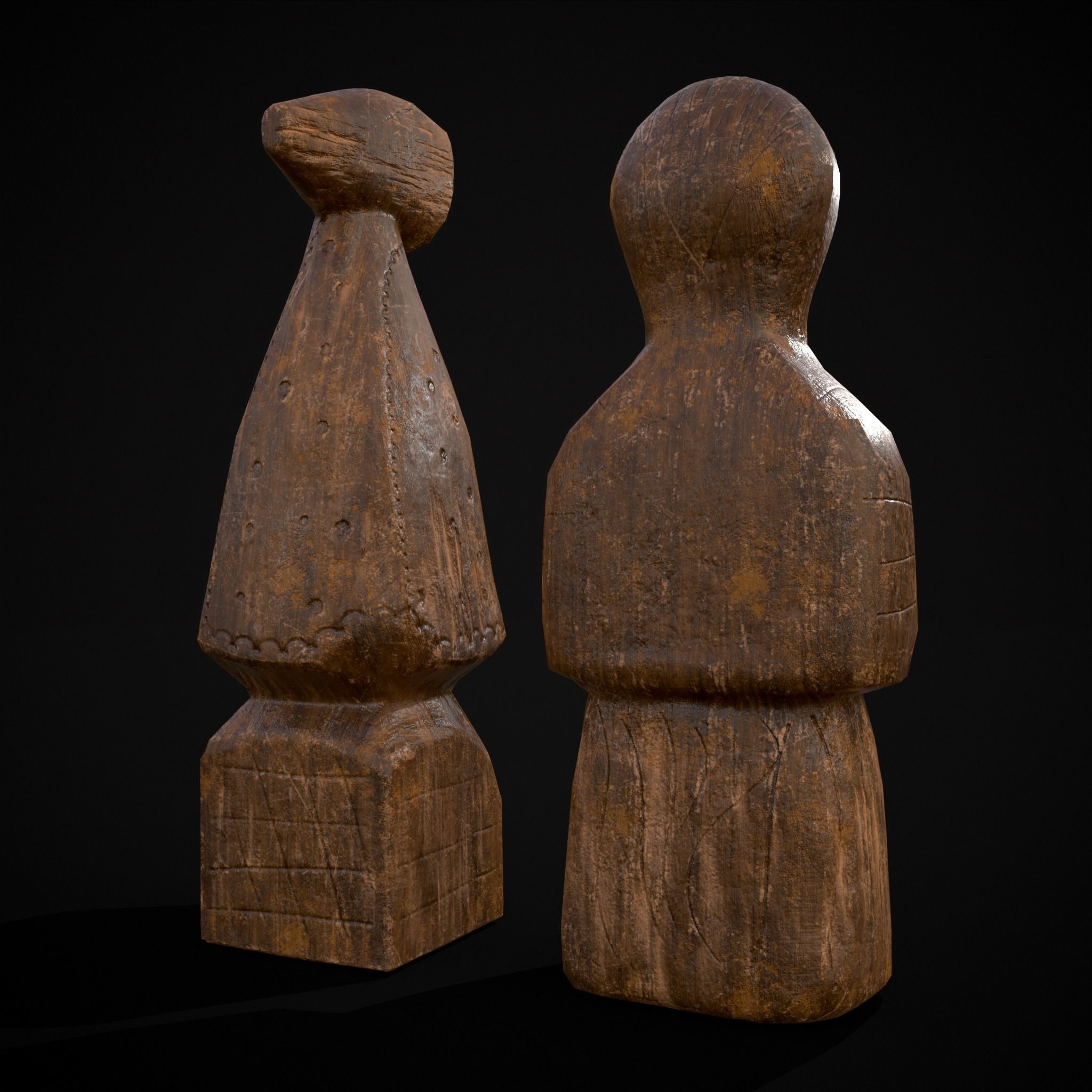 Medieval Wooden Dolls Low-poly 3D model_29