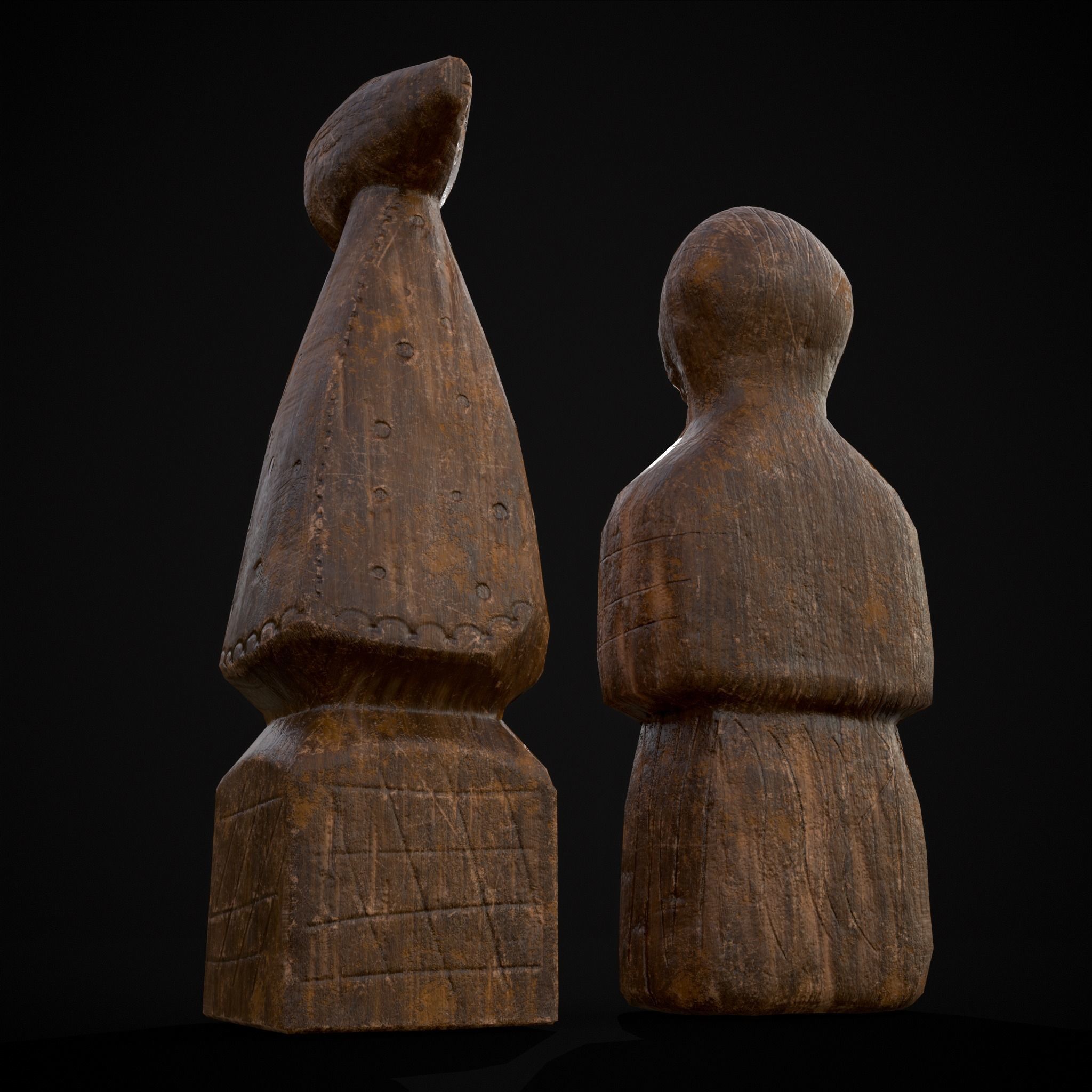 Medieval Wooden Dolls Low-poly 3D model_31