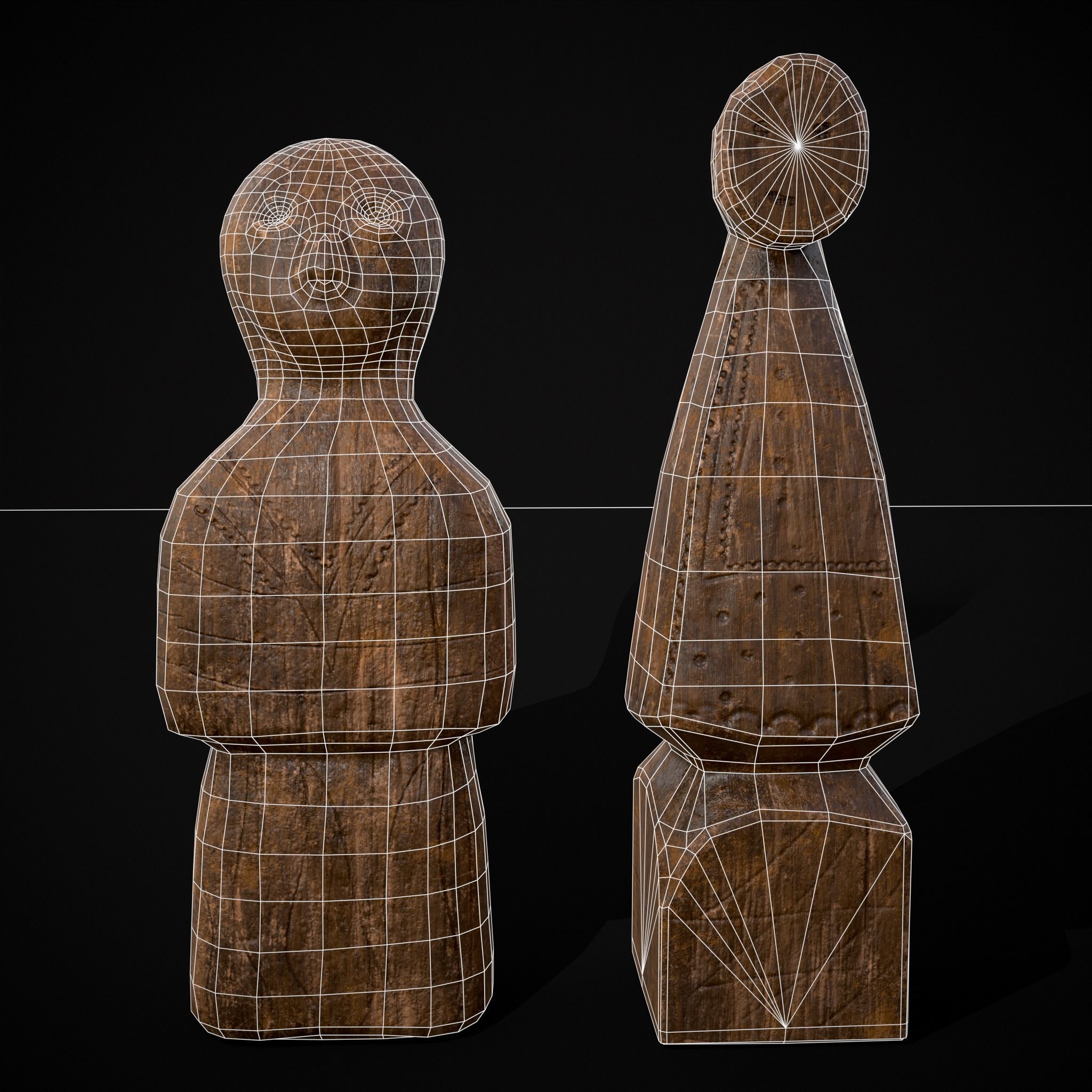 Medieval Wooden Dolls Low-poly 3D model_28