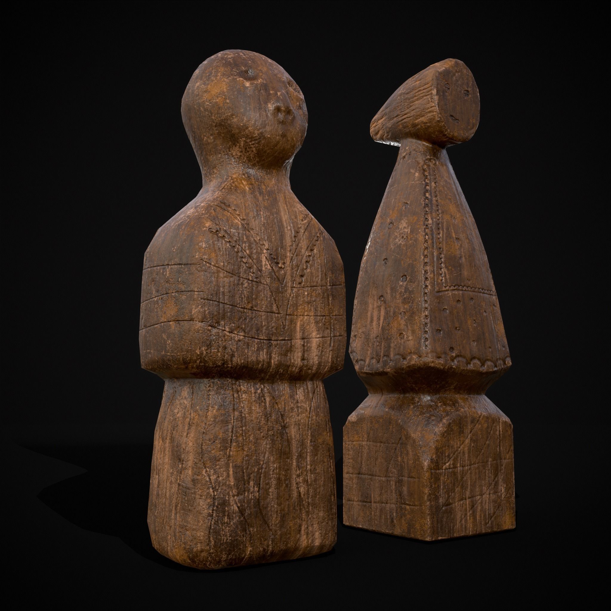 Medieval Wooden Dolls Low-poly 3D model_37