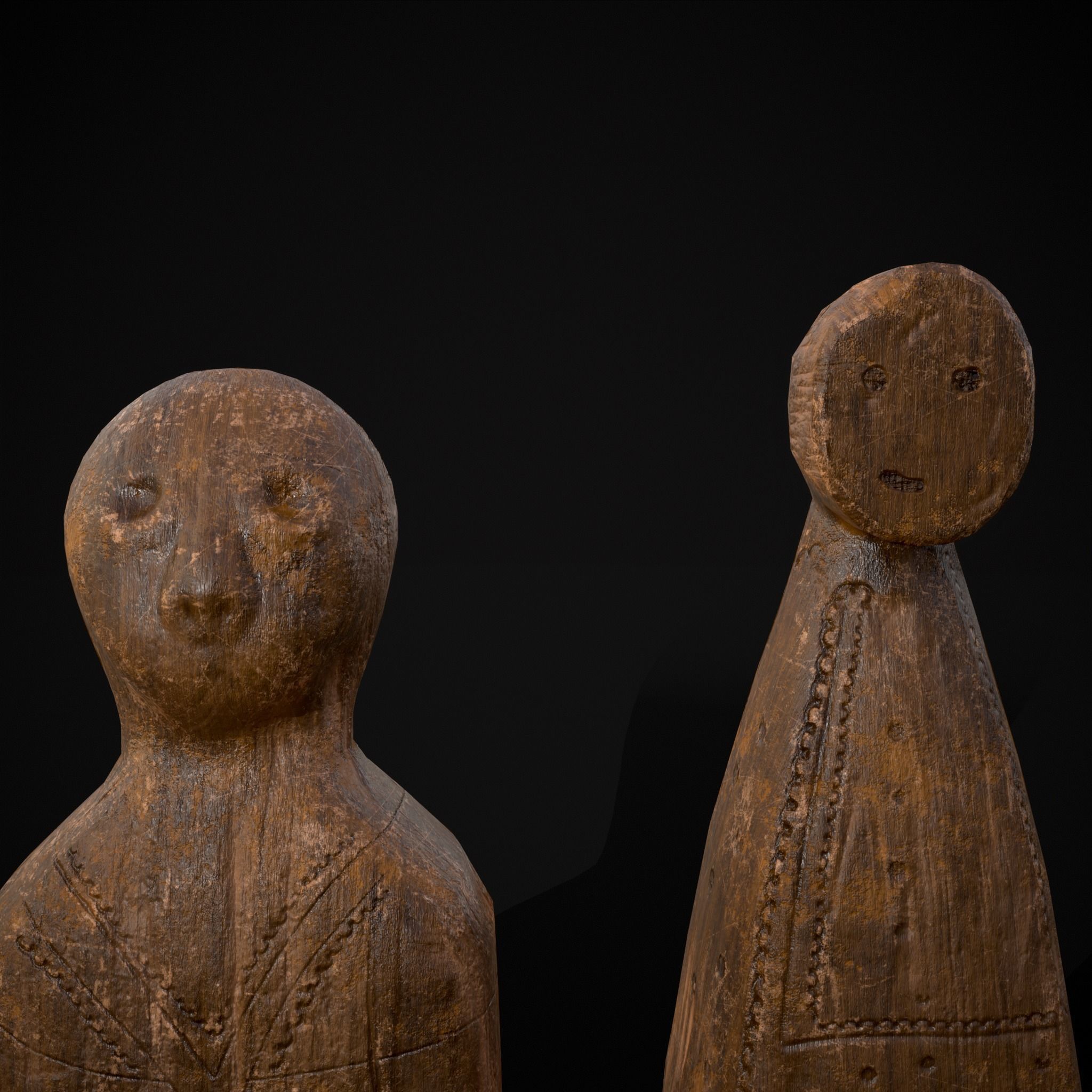 Medieval Wooden Dolls Low-poly 3D model_25