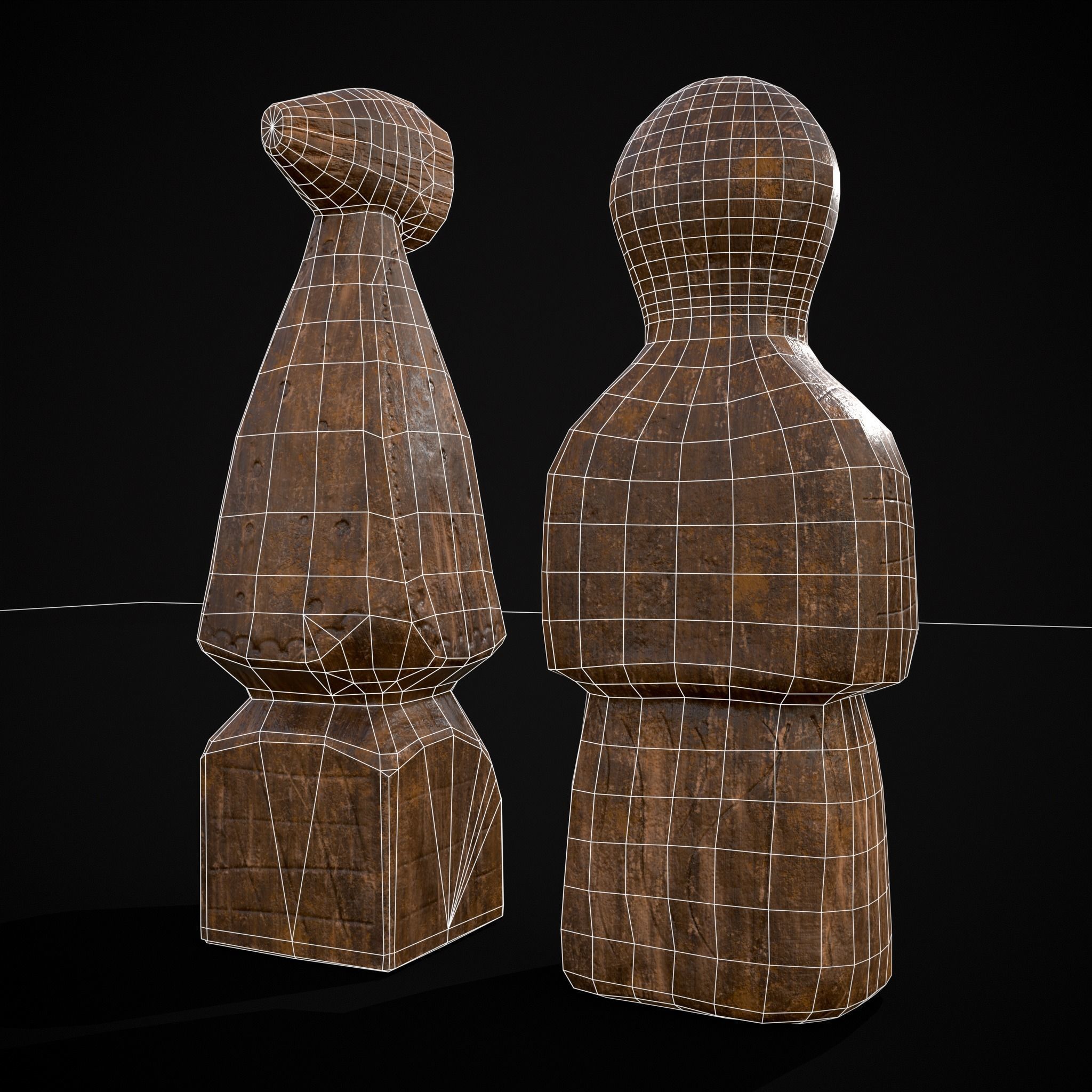 Medieval Wooden Dolls Low-poly 3D model_30