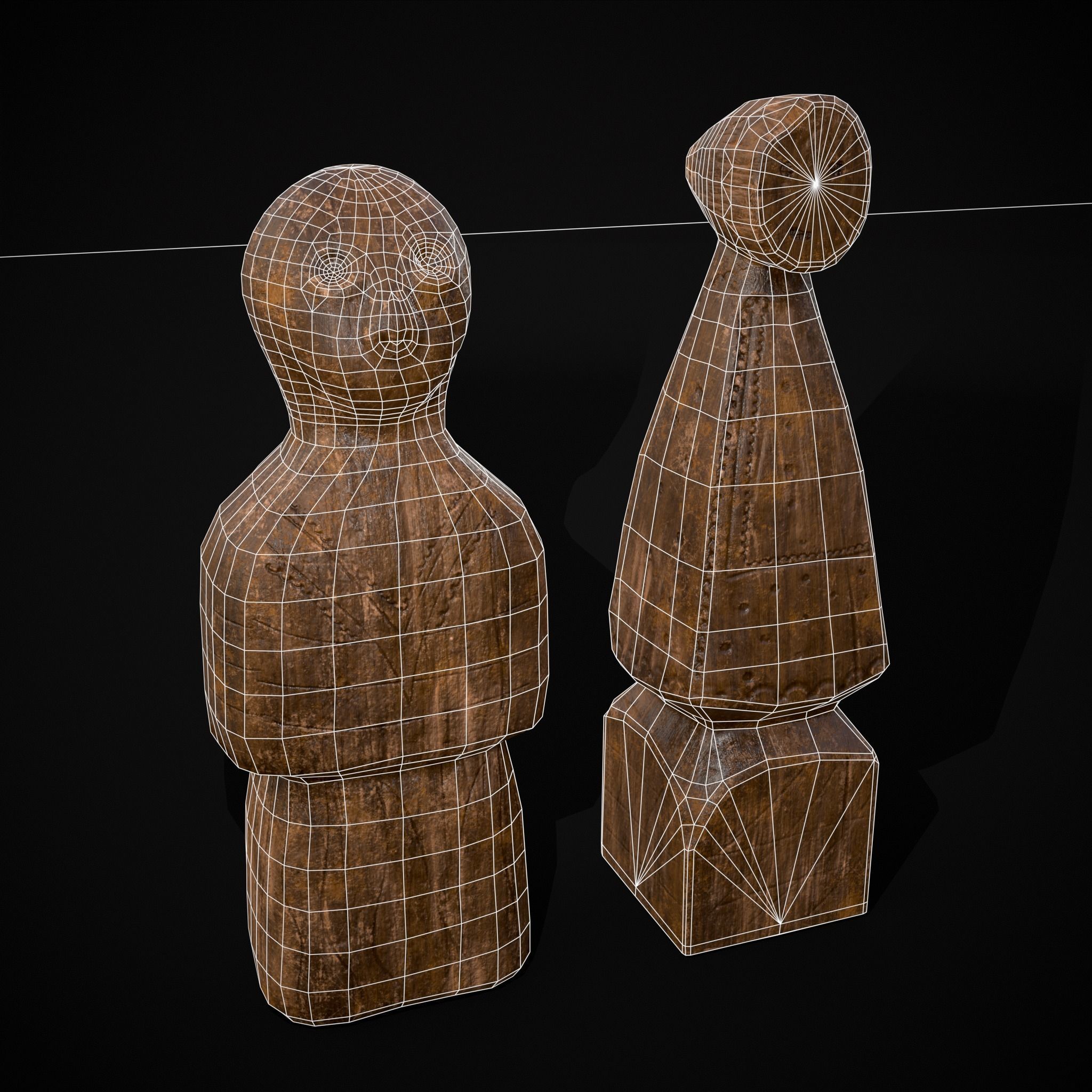 Medieval Wooden Dolls Low-poly 3D model_40