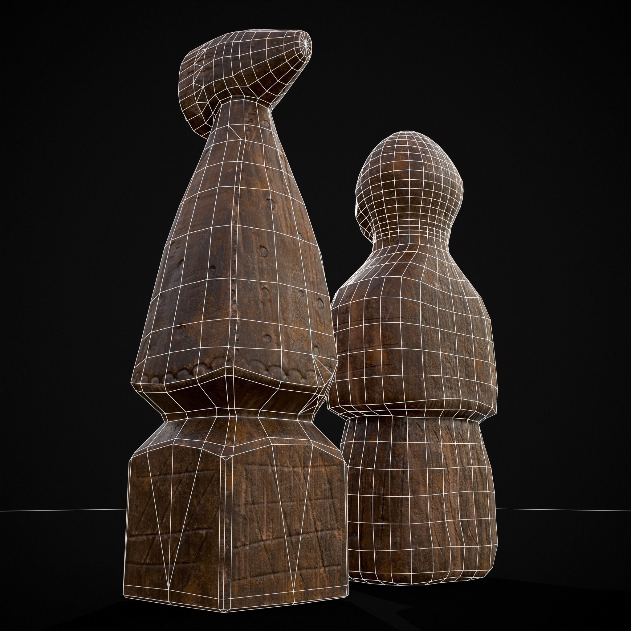 Medieval Wooden Dolls Low-poly 3D model_8