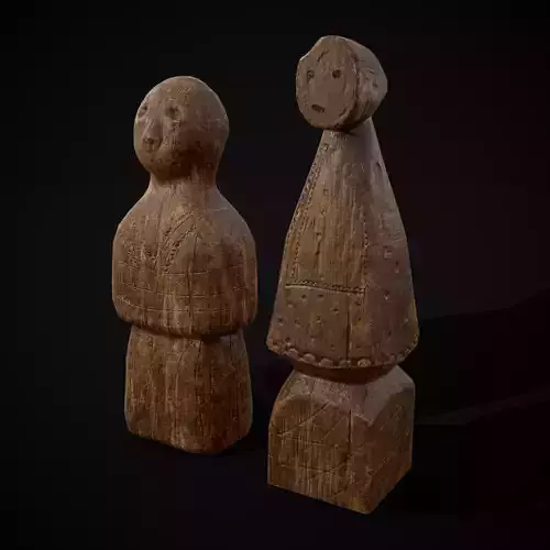 Medieval Wooden Dolls Low-poly 3D model
