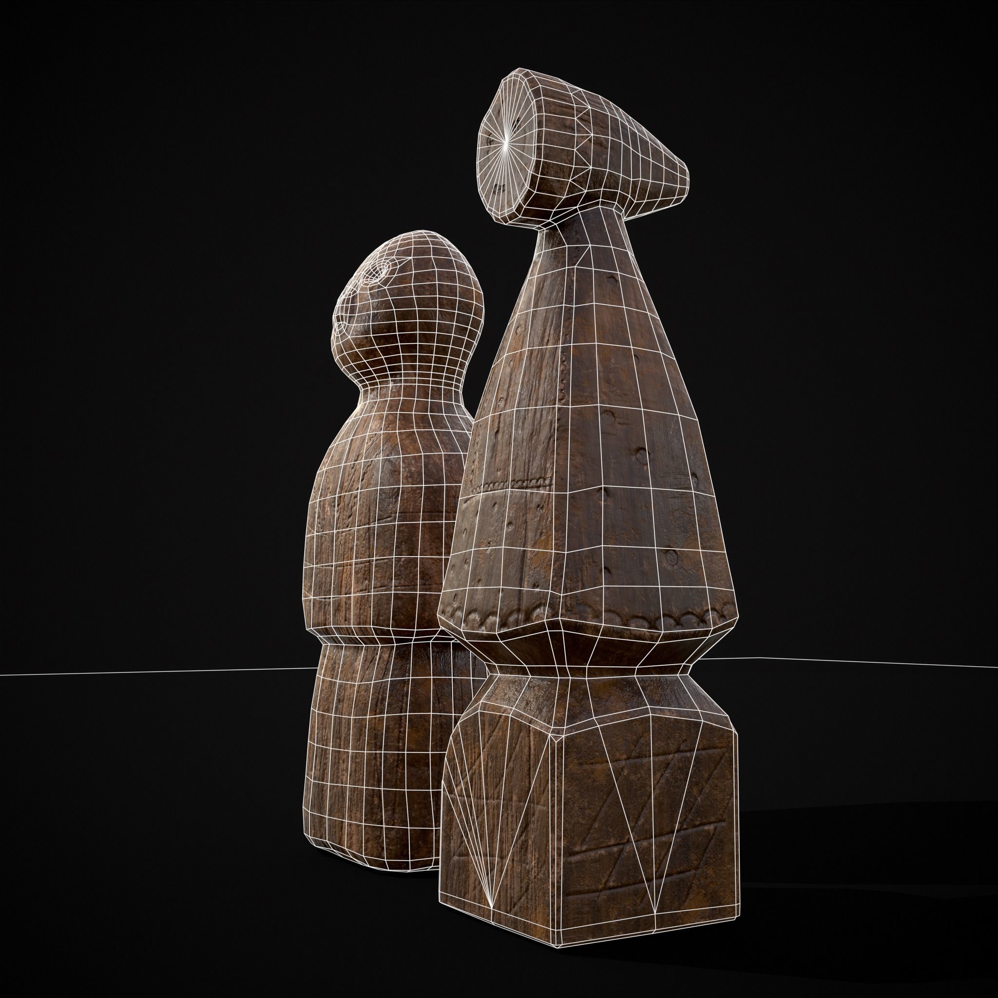 Medieval Wooden Dolls Low-poly 3D model_10