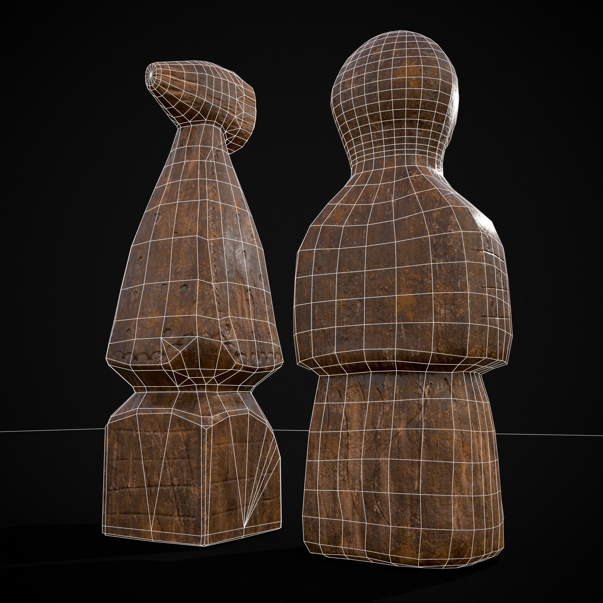 Medieval Wooden Dolls Low-poly 3D model_6